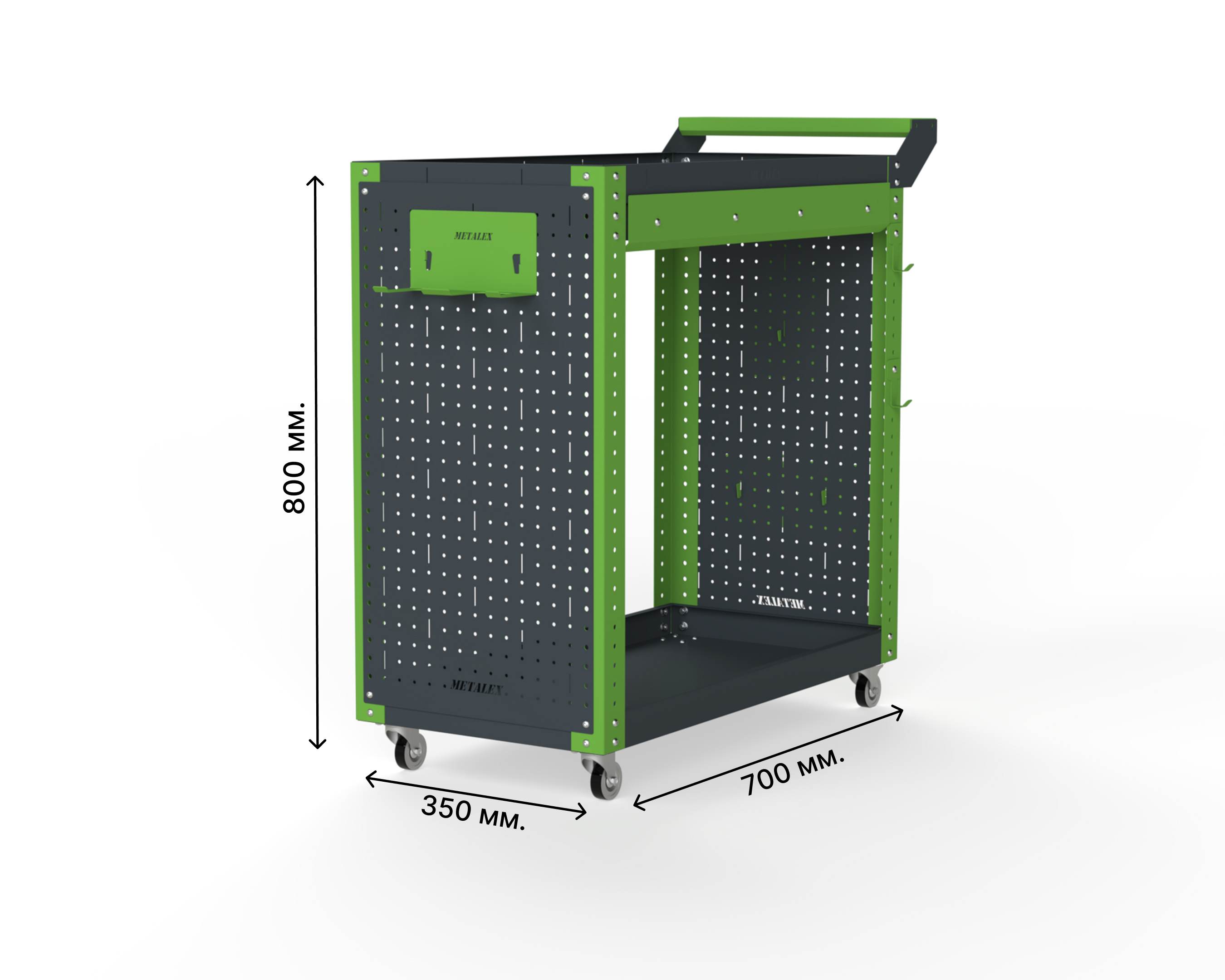 Изображение товара Тележка инструментальная Metalex Тип 2А 118680 900x450x800 мм серо-зеленая