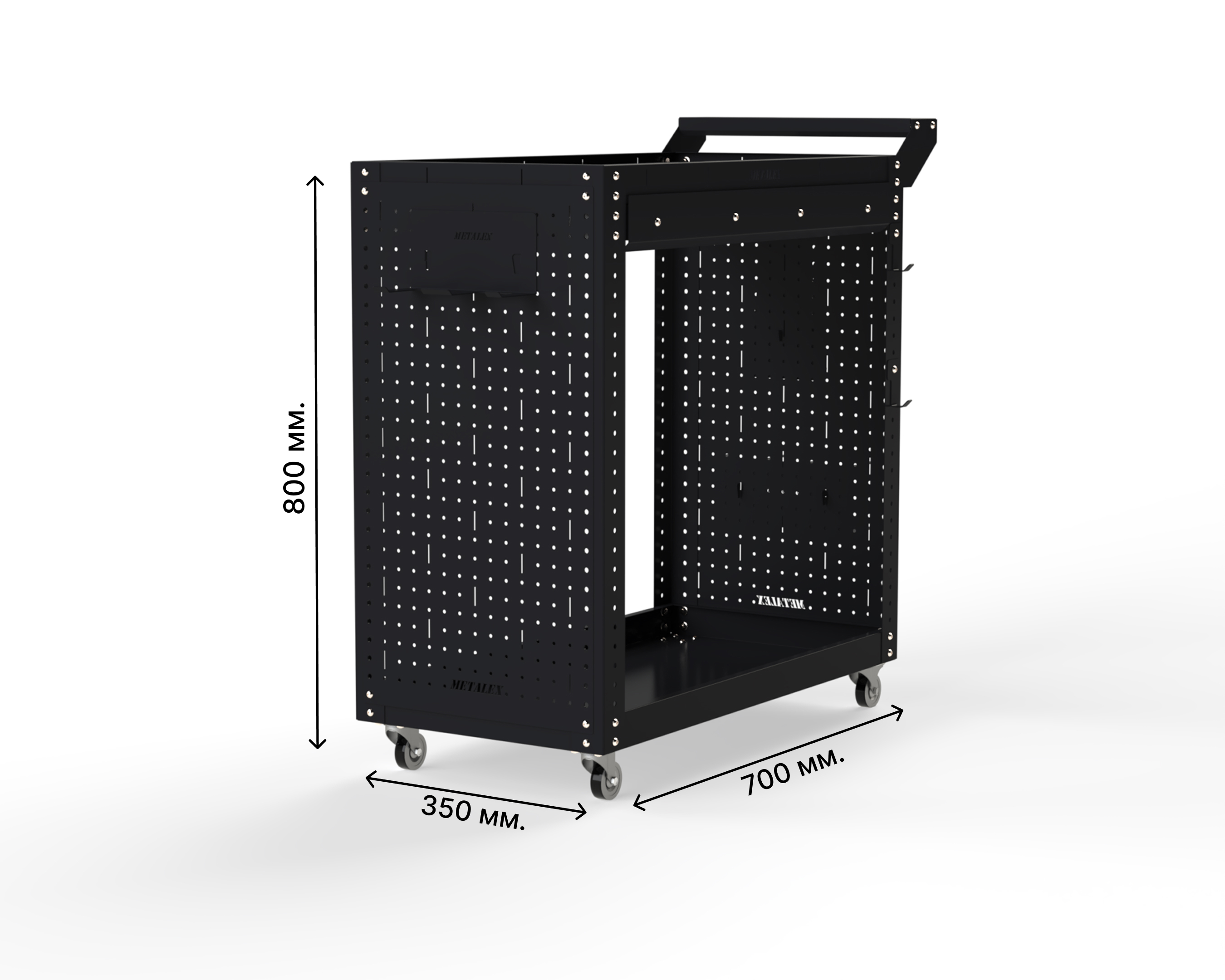 Изображение товара Тележка инструментальная Metalex Тип 2А 118697 черная 700x350x800 мм