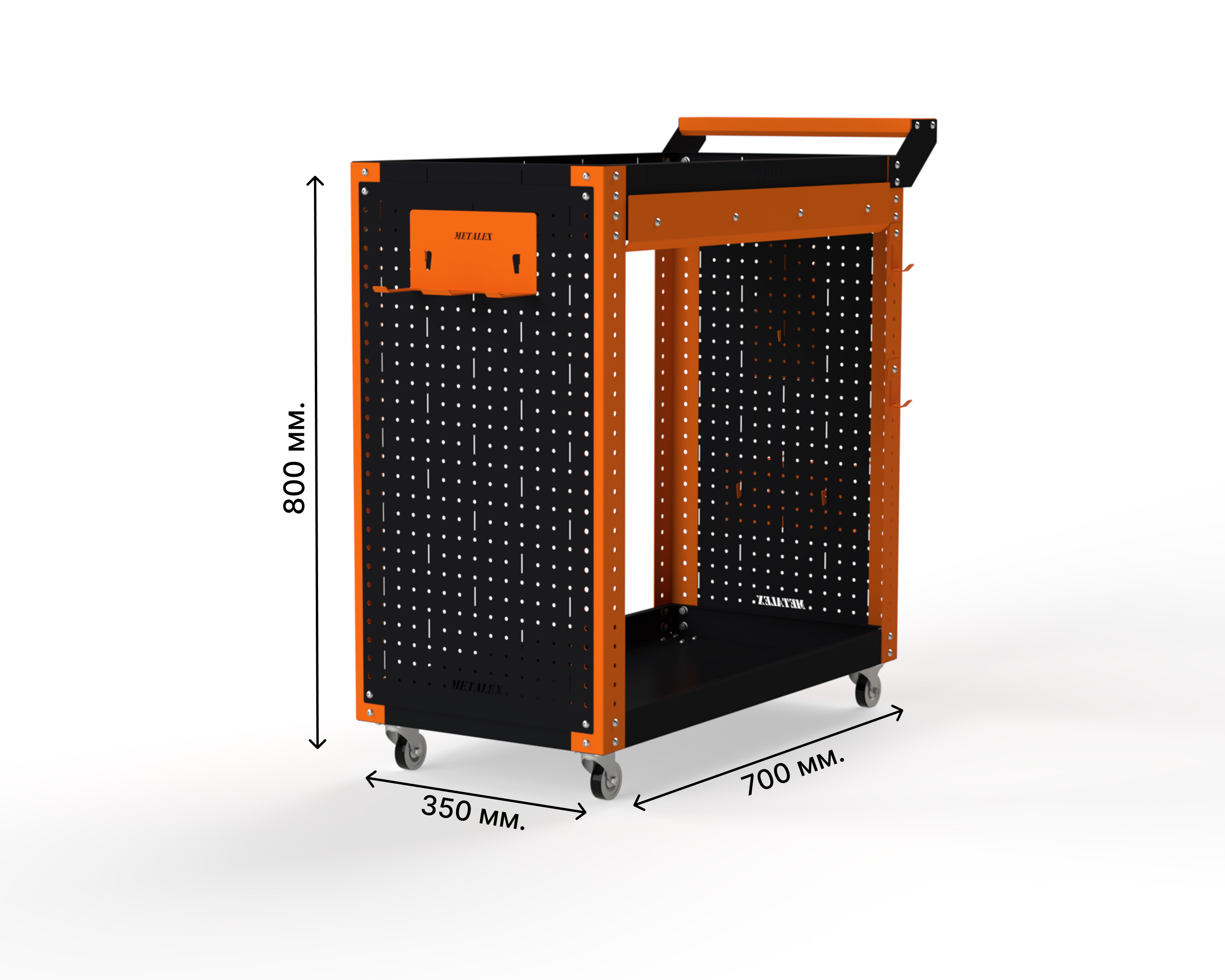 Изображение товара Тележка инструментальная Metalex Тип 2А 800x350x800 мм оранжево-черная