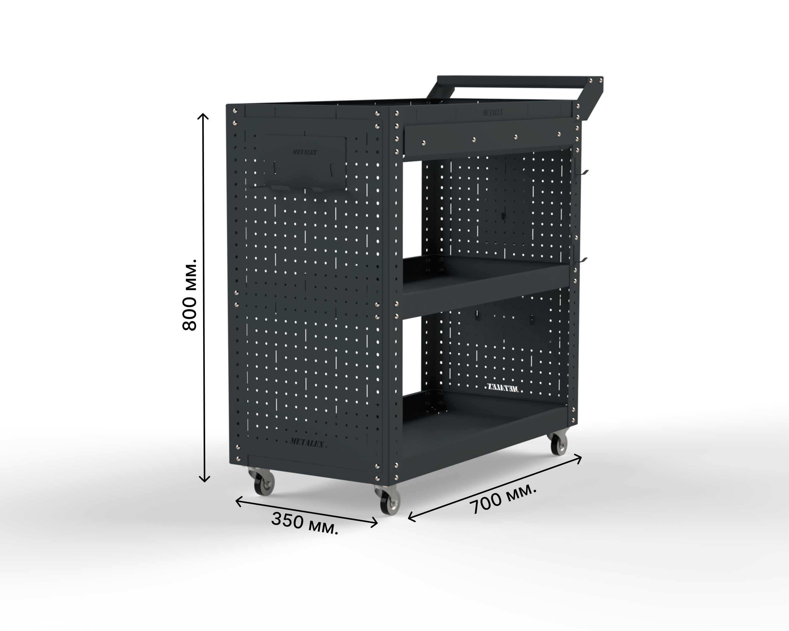 Изображение товара Тележка инструментальная Metalex Тип 2А 118734 350x800x800 мм серая