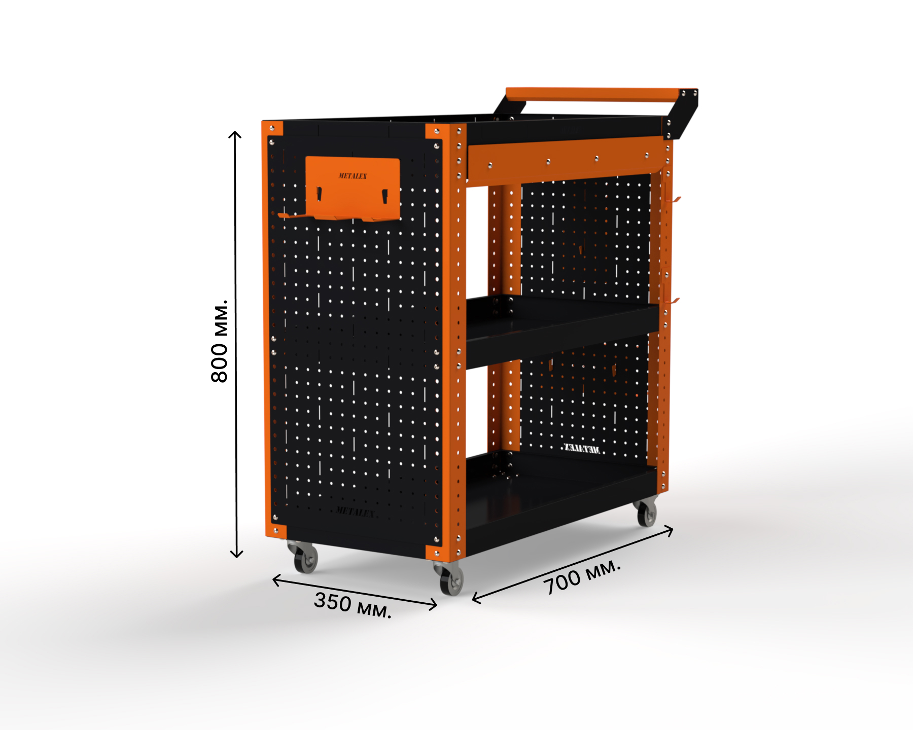 Изображение товара Тележка инструментальная Metalex Тип 2А 400x700x800 мм оранжево-черная