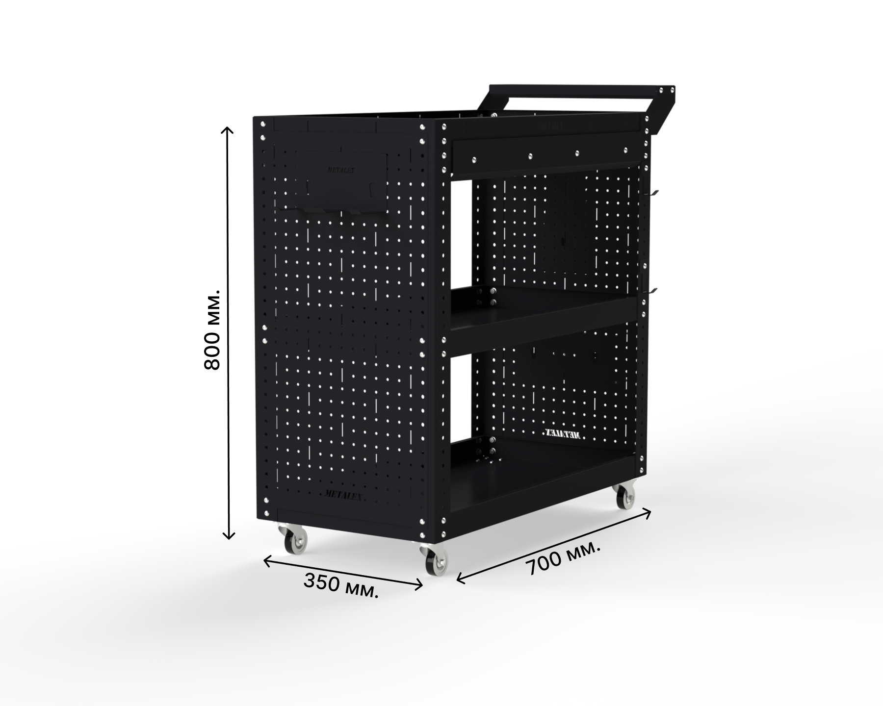 Изображение товара Тележка инструментальная Metalex Тип 2А 118752 450x700x800 мм черная