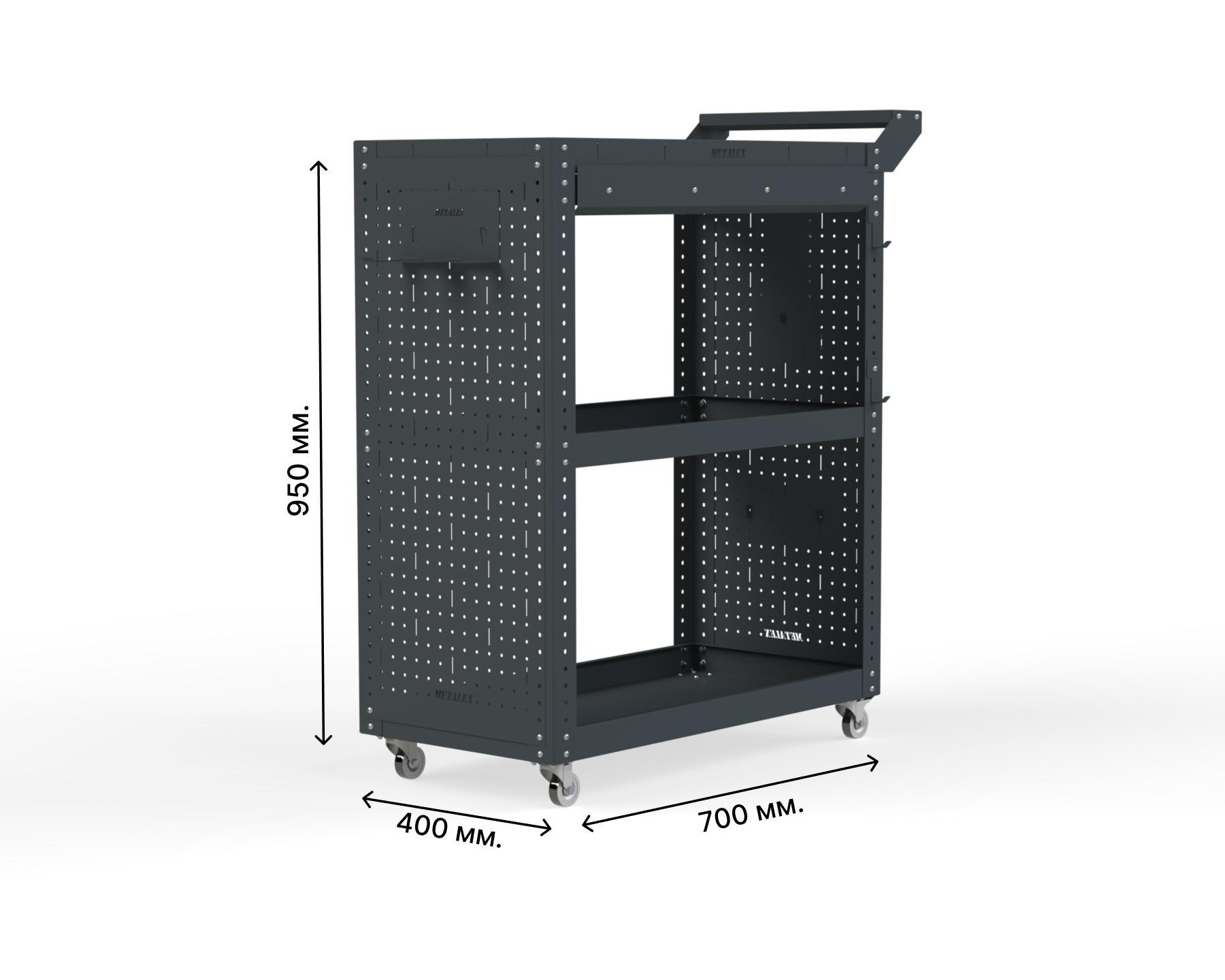 Изображение товара Тележка инструментальная Metalex Тип 2А 400x800x800 мм серая