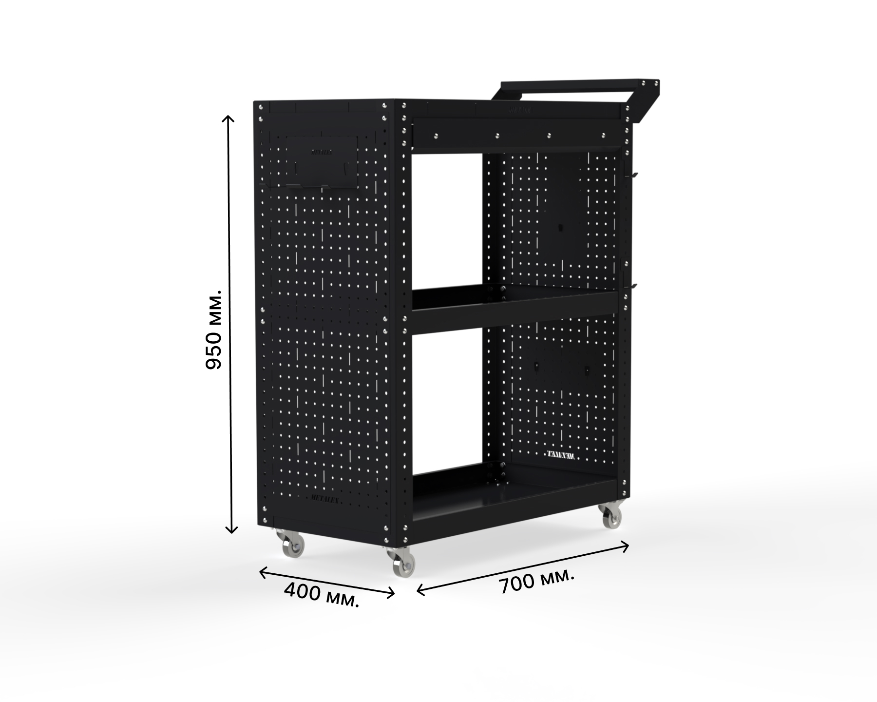 Изображение товара Тележка инструментальная Metalex Тип 2А 118758 450x700x800 мм черная