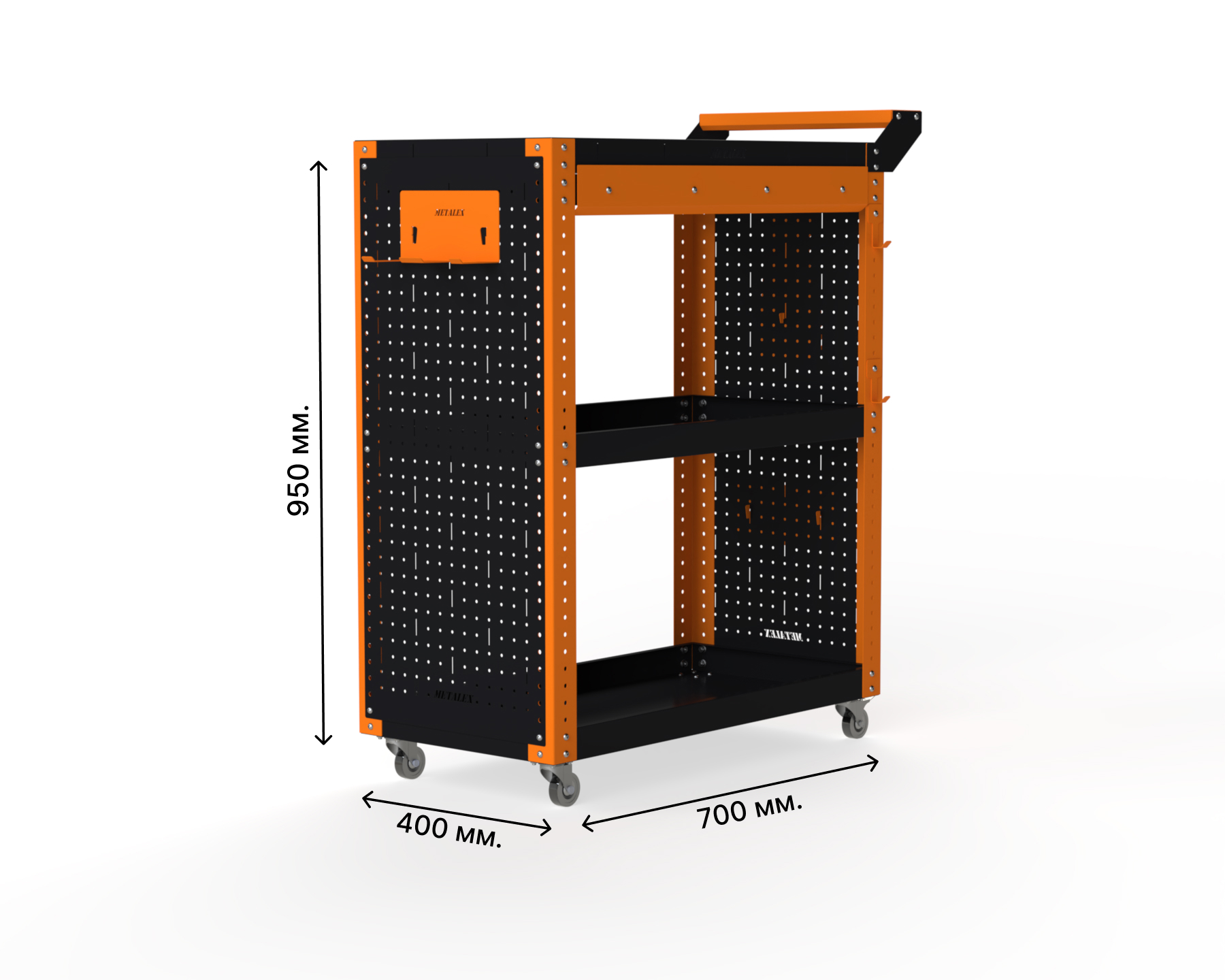 Изображение товара Тележка инструментальная Metalex Тип 2А 118732 450x900x800 мм оранжево-черная