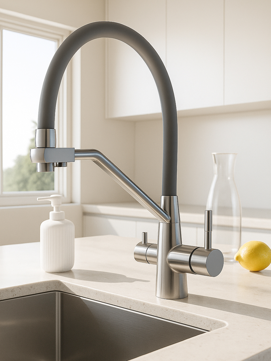 Изображение товара Смеситель для кухни Esko K25G поворотный 22 см серый с фильтром