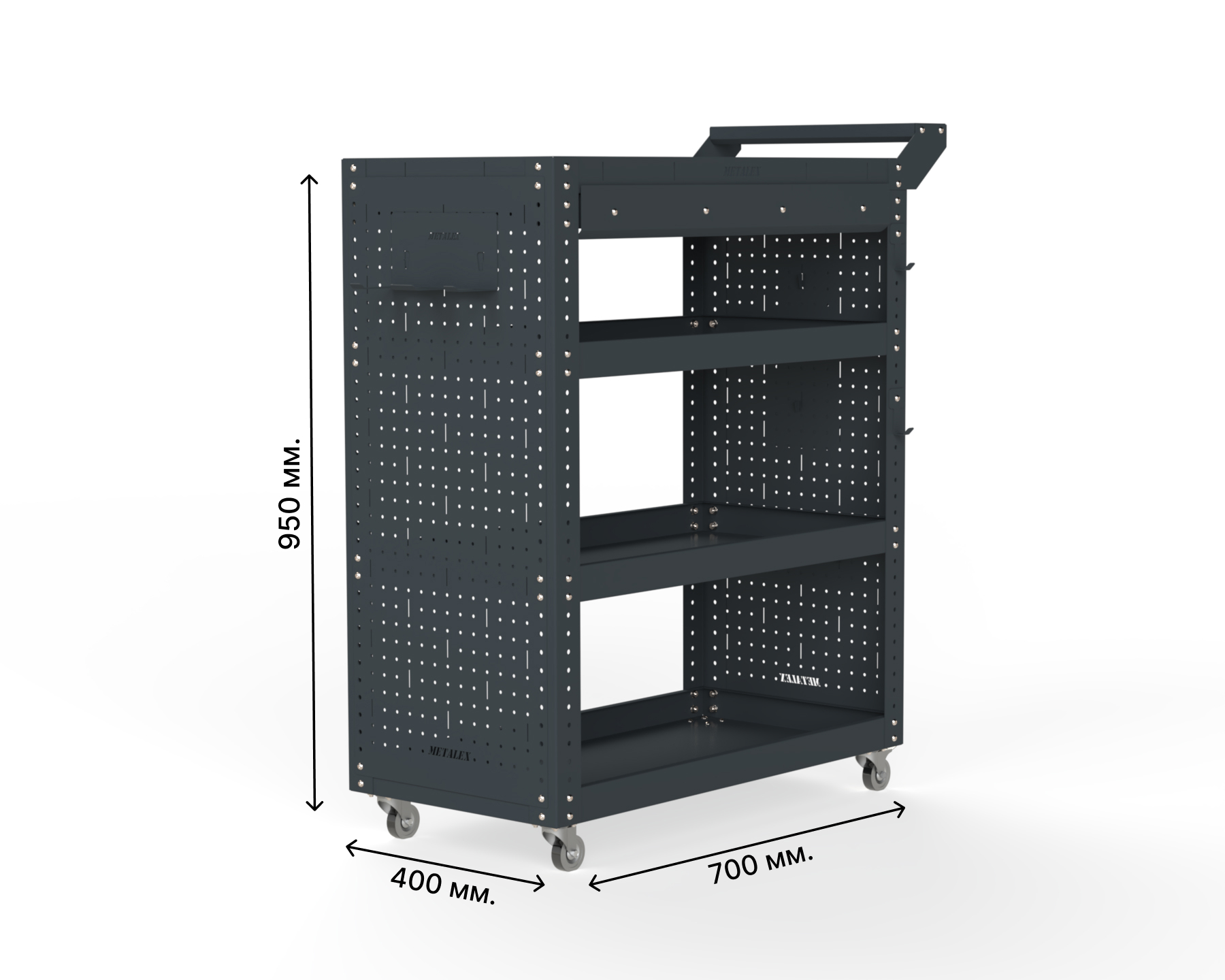 Изображение товара Тележка инструментальная Metalex Тип 2А 118776 700x450x950 мм серая