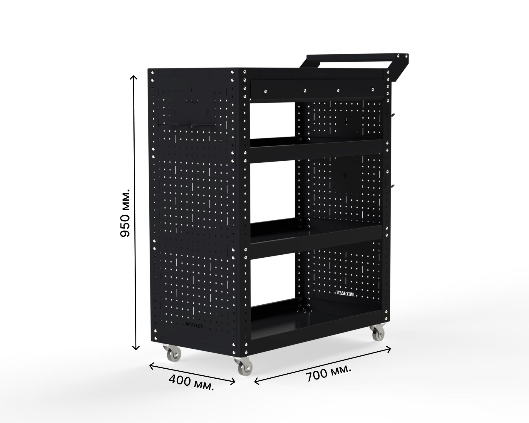 Изображение товара Тележка инструментальная Metalex Тип 2А 118781 900x400x950 мм черная