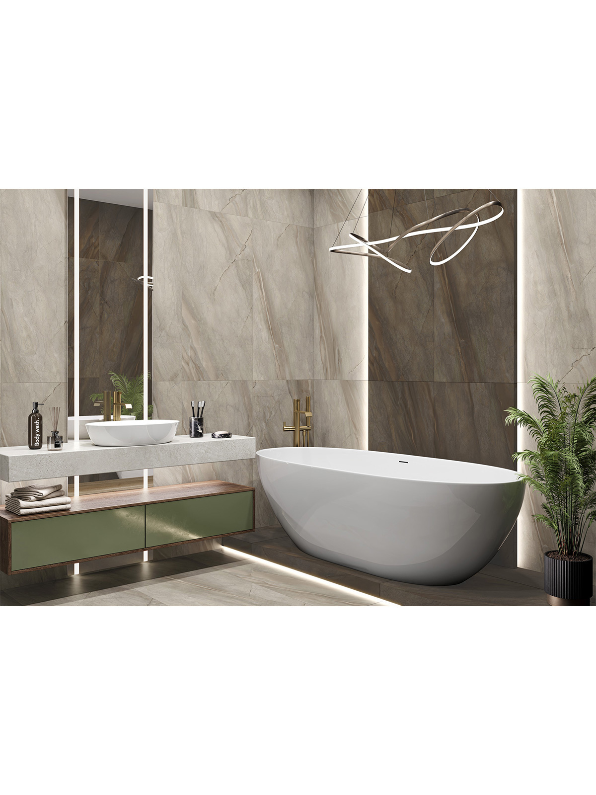Изображение товара Керамогранит Delacora Nepal 60x120 см серый мраморный эффект