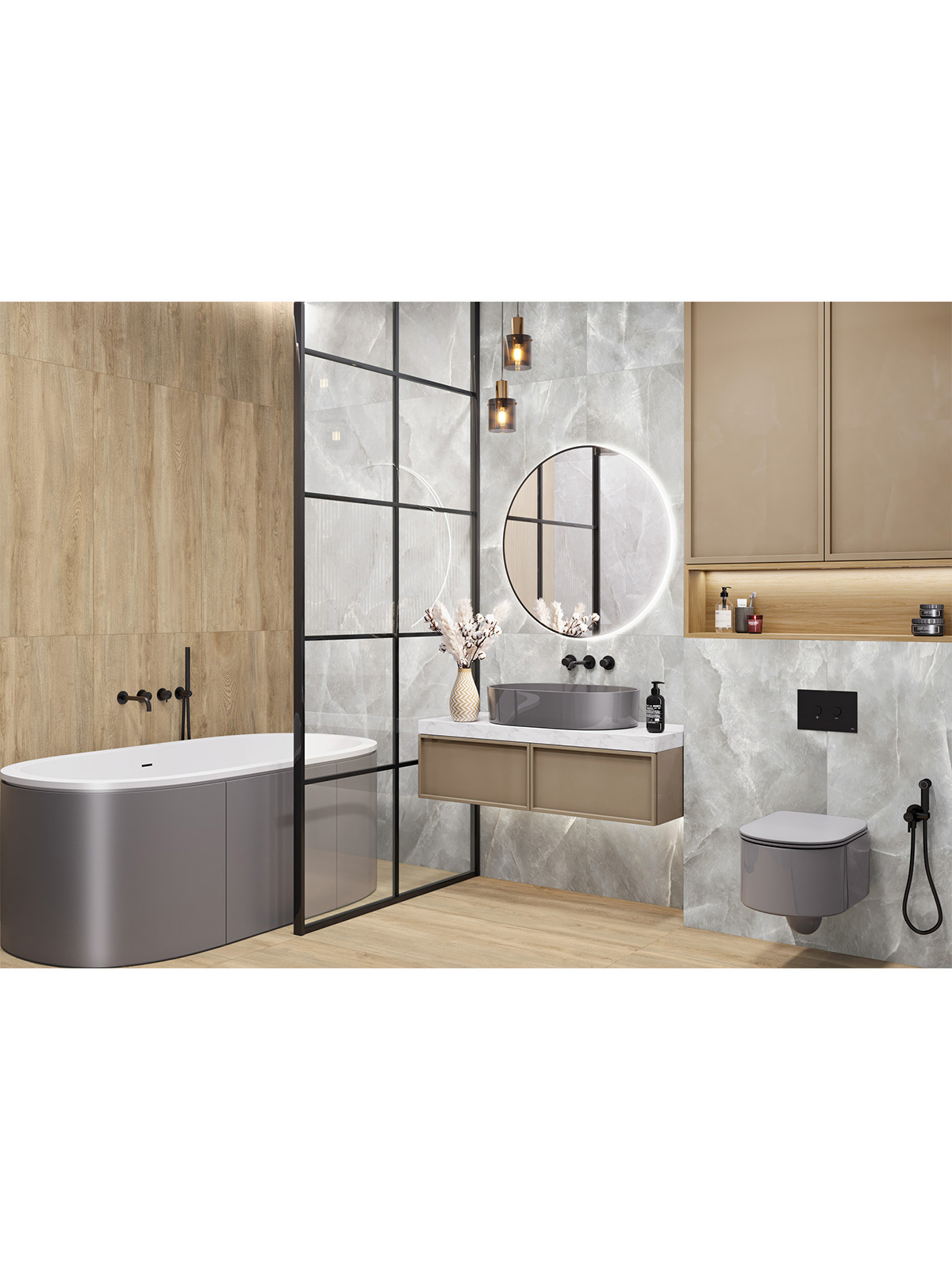 Изображение товара Керамогранит Delacora Salt D120246L 60x120 см серого цвета для пола и стен