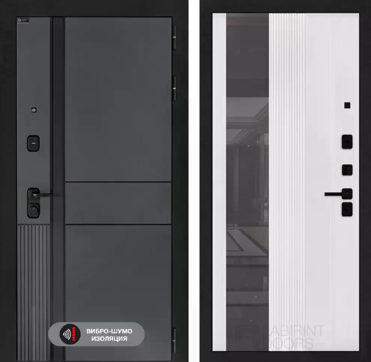 Изображение товара Входная дверь Лабиринт Эволаб 205x88см | Velluto Oskuro/Белый софт