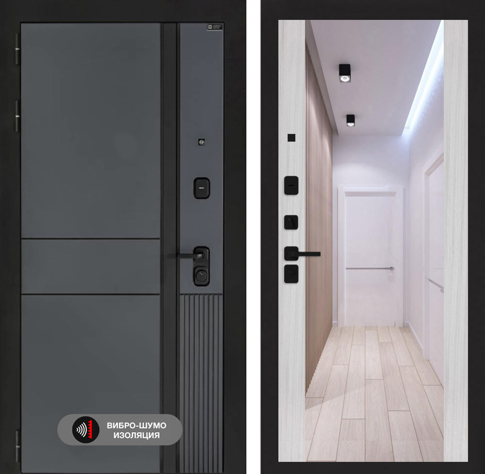 Изображение товара Входная дверь Лабиринт Эволаб, левый 205x96 см, Velluto Oskuro/Сандал белый с зеркалом