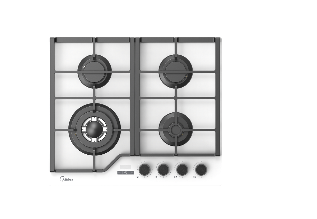 Изображение товара Газовая варочная панель Midea MG697TTGW 60 см 4 конфорки цвет белый.