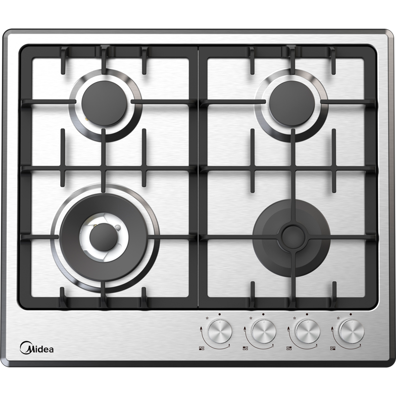 Изображение товара Газовая варочная панель Midea MG643TX 59 см 4 конфорки цвет серый / серебристый