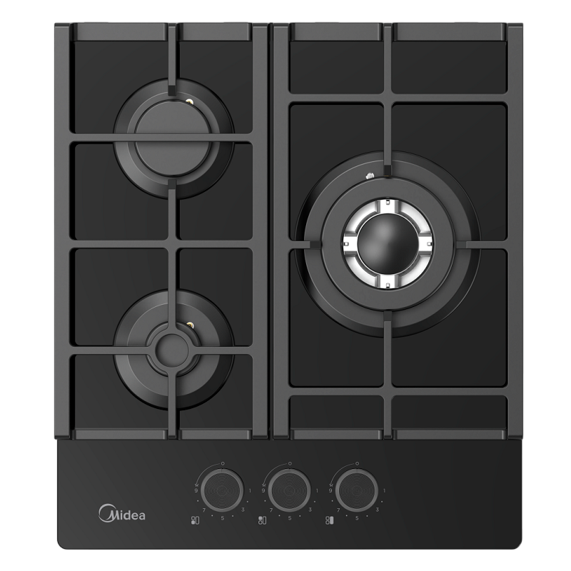 Изображение товара Газовая варочная панель Midea MG449TGB 45 см 3 конфорки черная встраиваемая