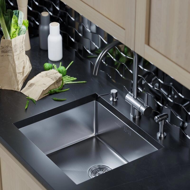 Изображение товара Кухонная мойка из нержавеющей стали TROPFBERG 50х44 сатин с сифоном