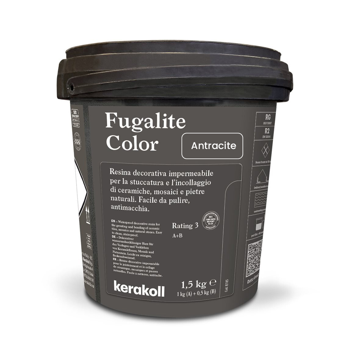 Изображение товара Эпоксидная затирка Fugalite Color Antracite 1.5 кг водонепроницаемая стойкая к пятнам