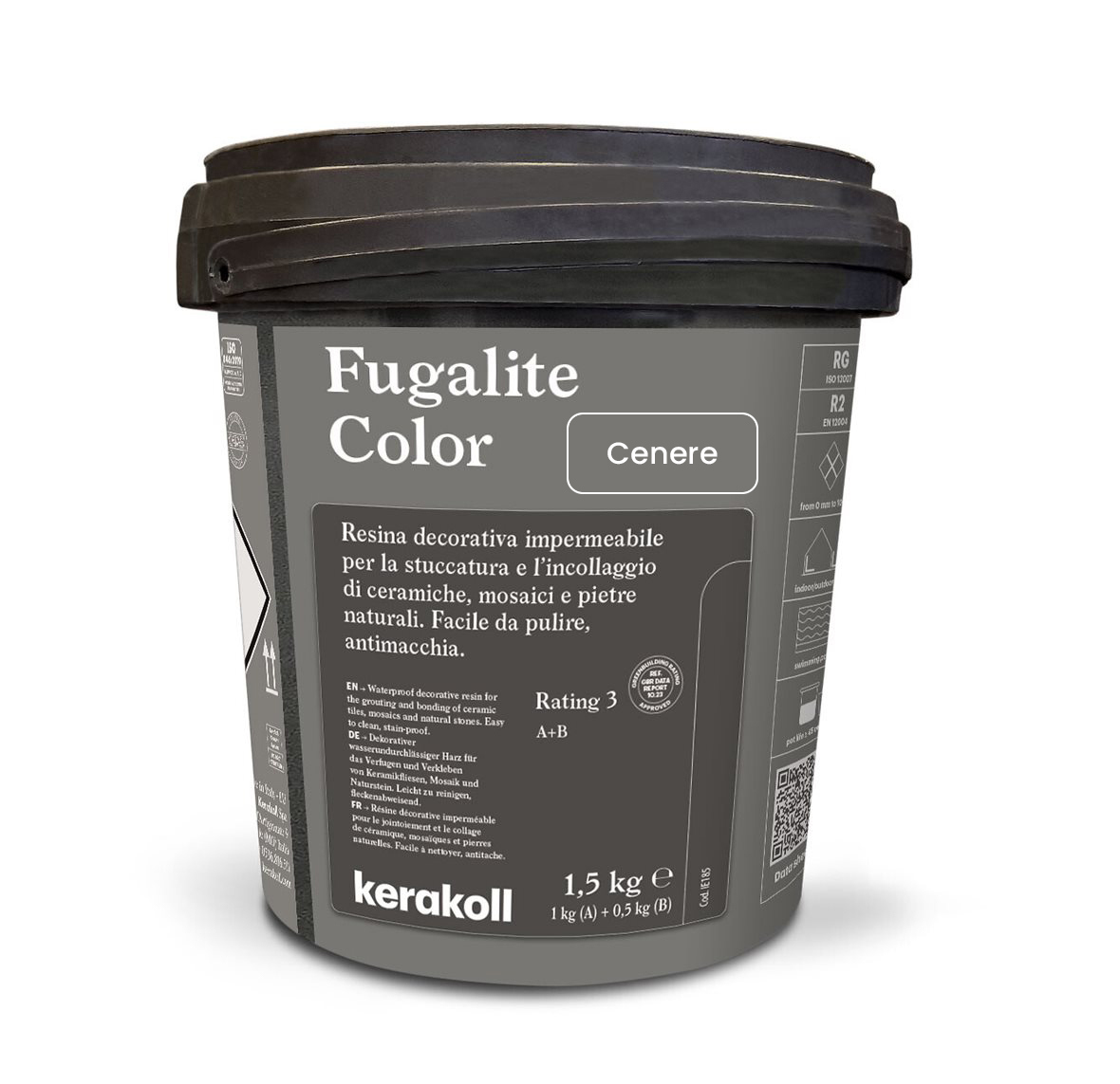 Изображение товара Эпоксидная затирка Fugalite Color Cenere 1.5 кг водонепроницаемая для влажных помещений