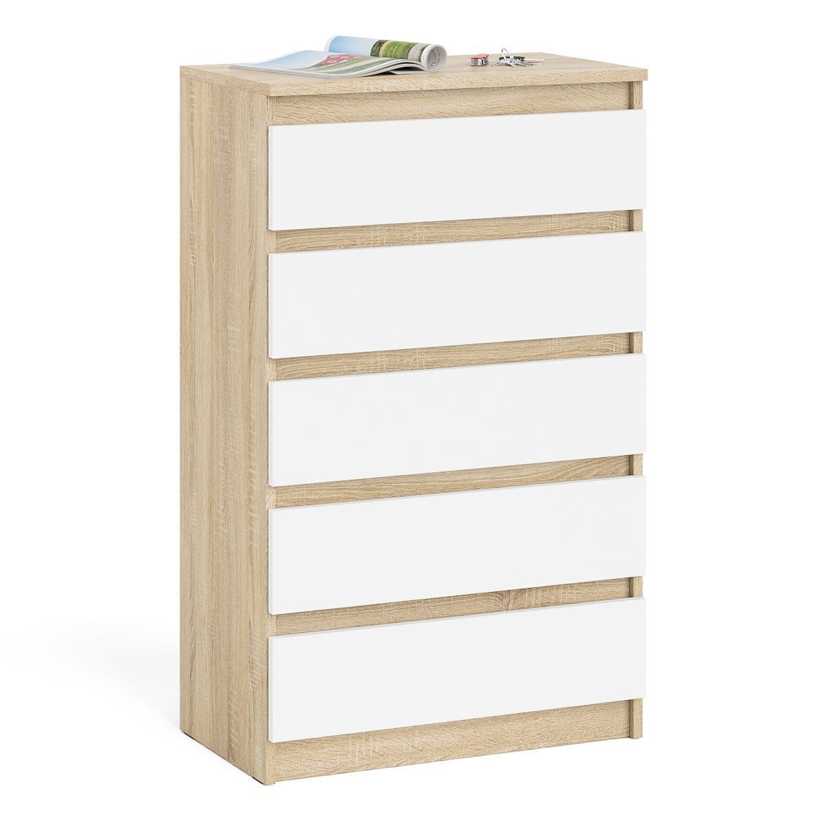 Изображение товара Комод СВК Мори 5 ящиков узкий современный дизайн из ЛДСП 70х41х114 см