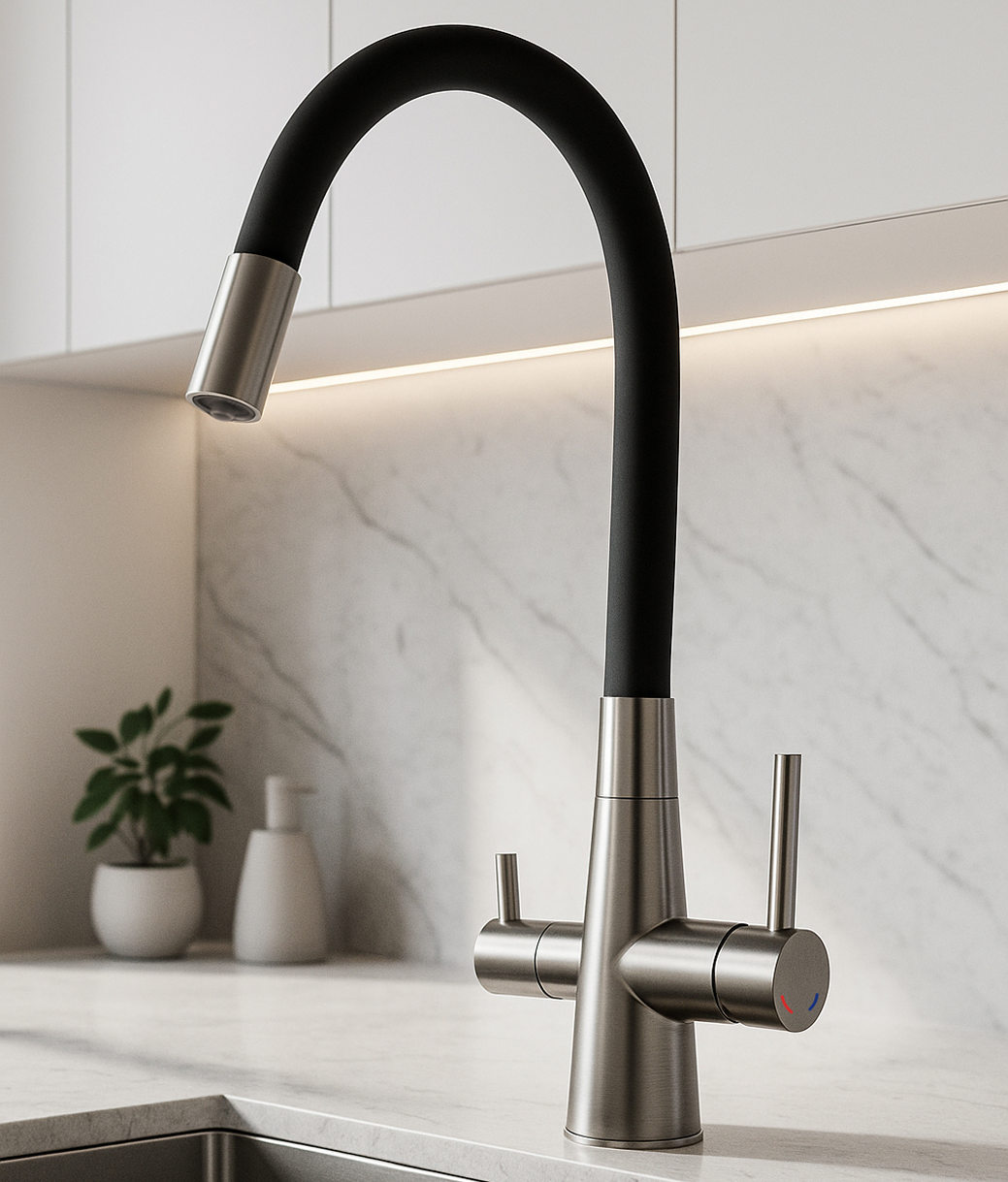 Изображение товара ESKO. Смеситель для кухни с гибким изливом и фильтромнержавеющая сталь гарантия 10 лет