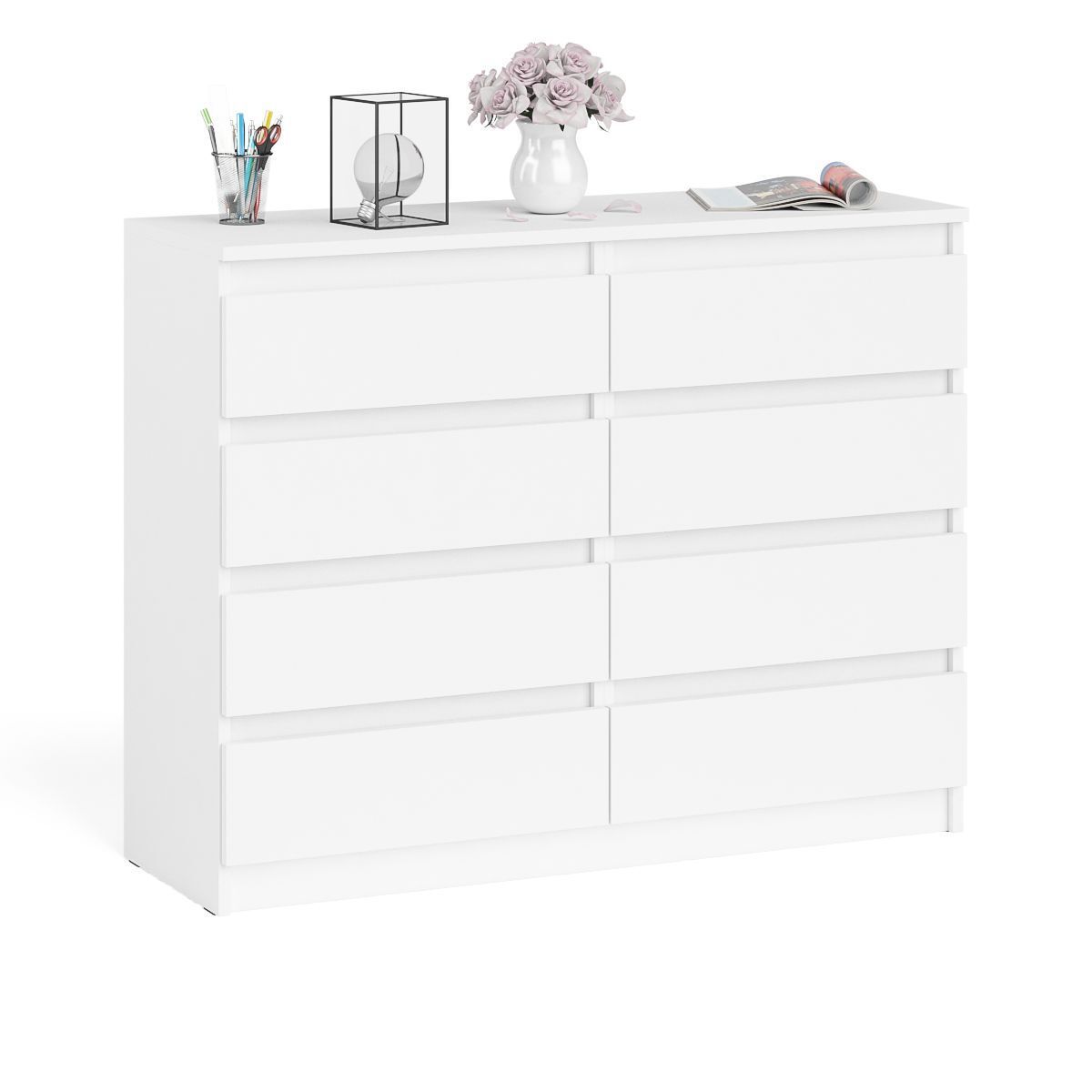 Изображение товара Комод СВК Мори МК1200.8 8 ящиков белый для дома и офиса