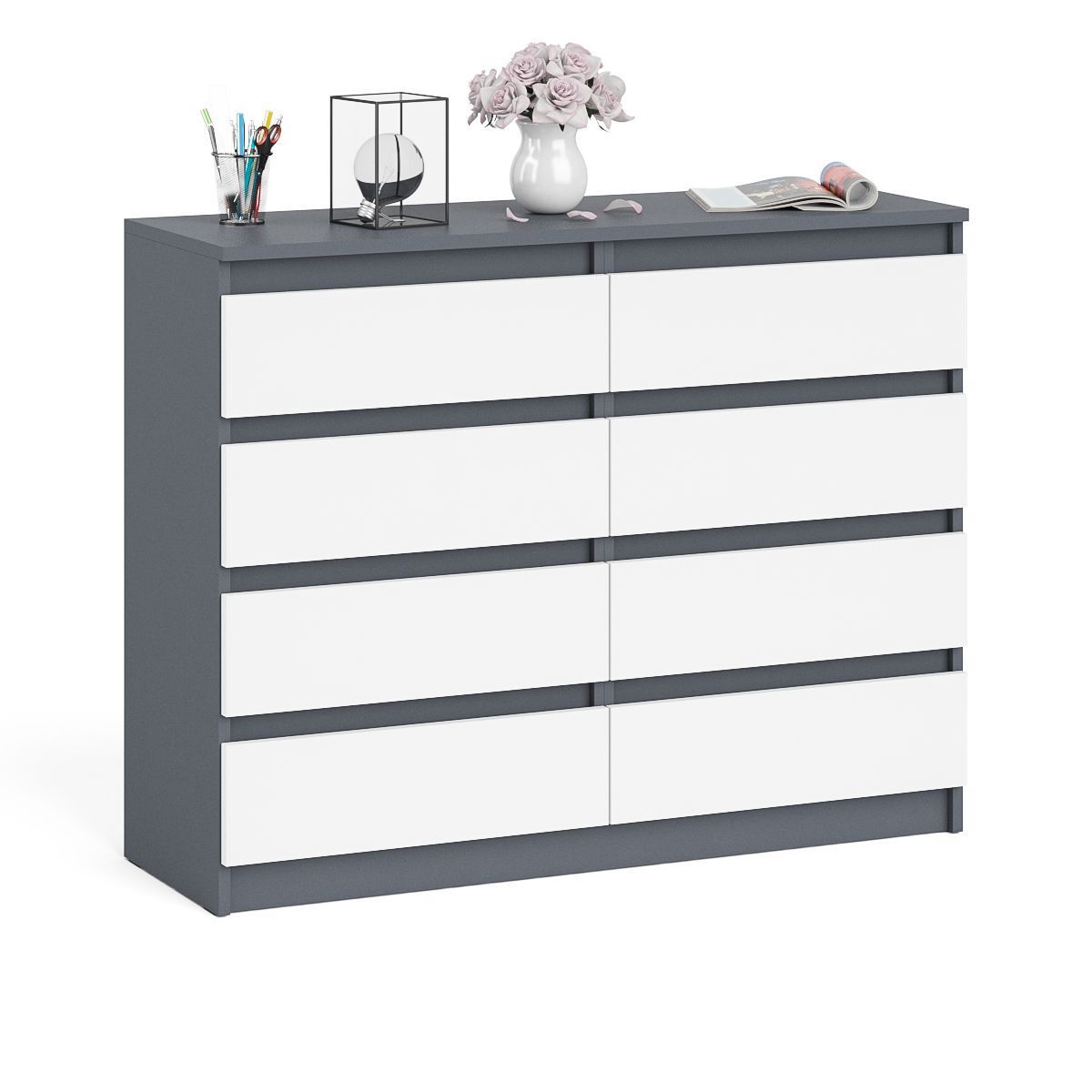 Изображение товара Комод СВК Мори МК1200.8 8 ящиков современный неманый дизайн размер 120х41х94 см