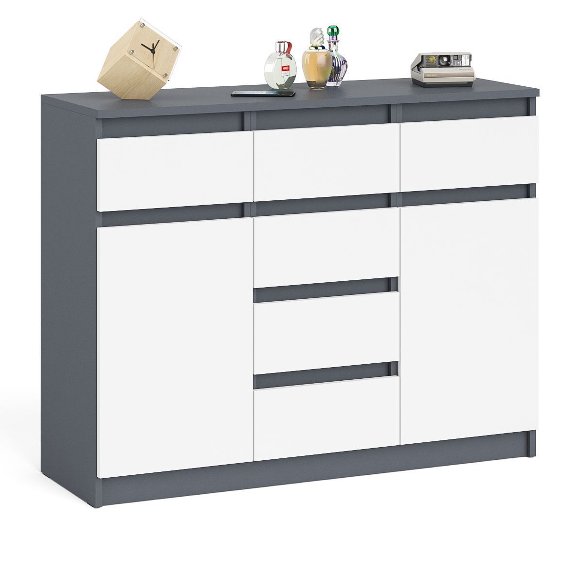 Изображение товара Комод СВК Мори МК1200.4 6 ящиков 120х41х94 см ЛДСП цвет графит/белый