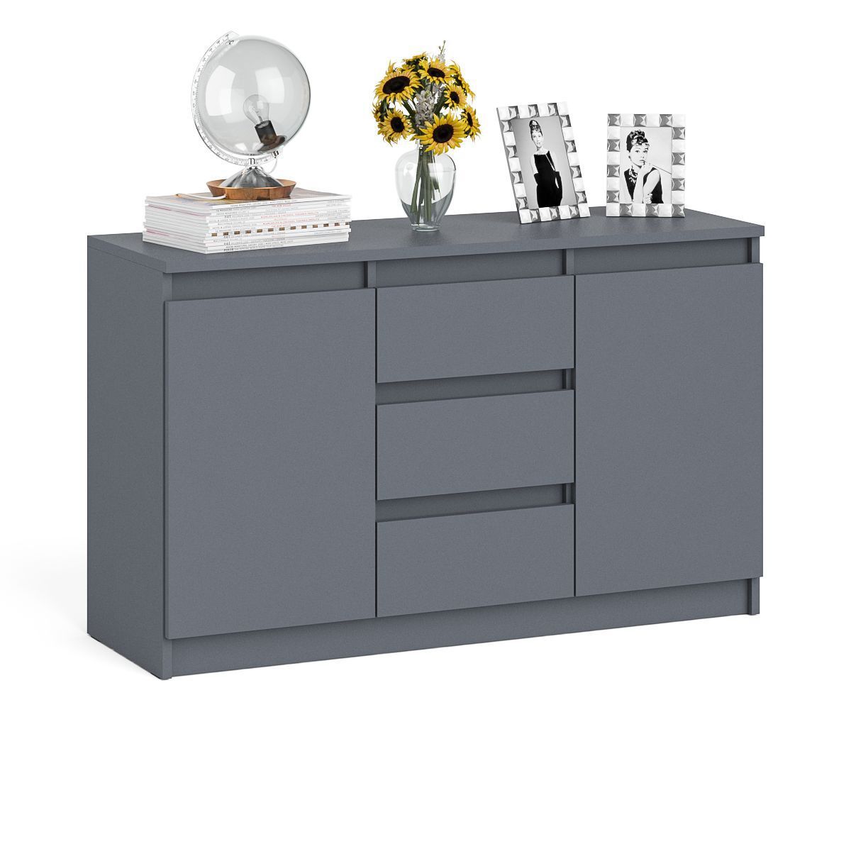 Изображение товара Комод-тумба СВК Мори МК1200.3 3 ящика графит 120х41х73 см ЛДСП