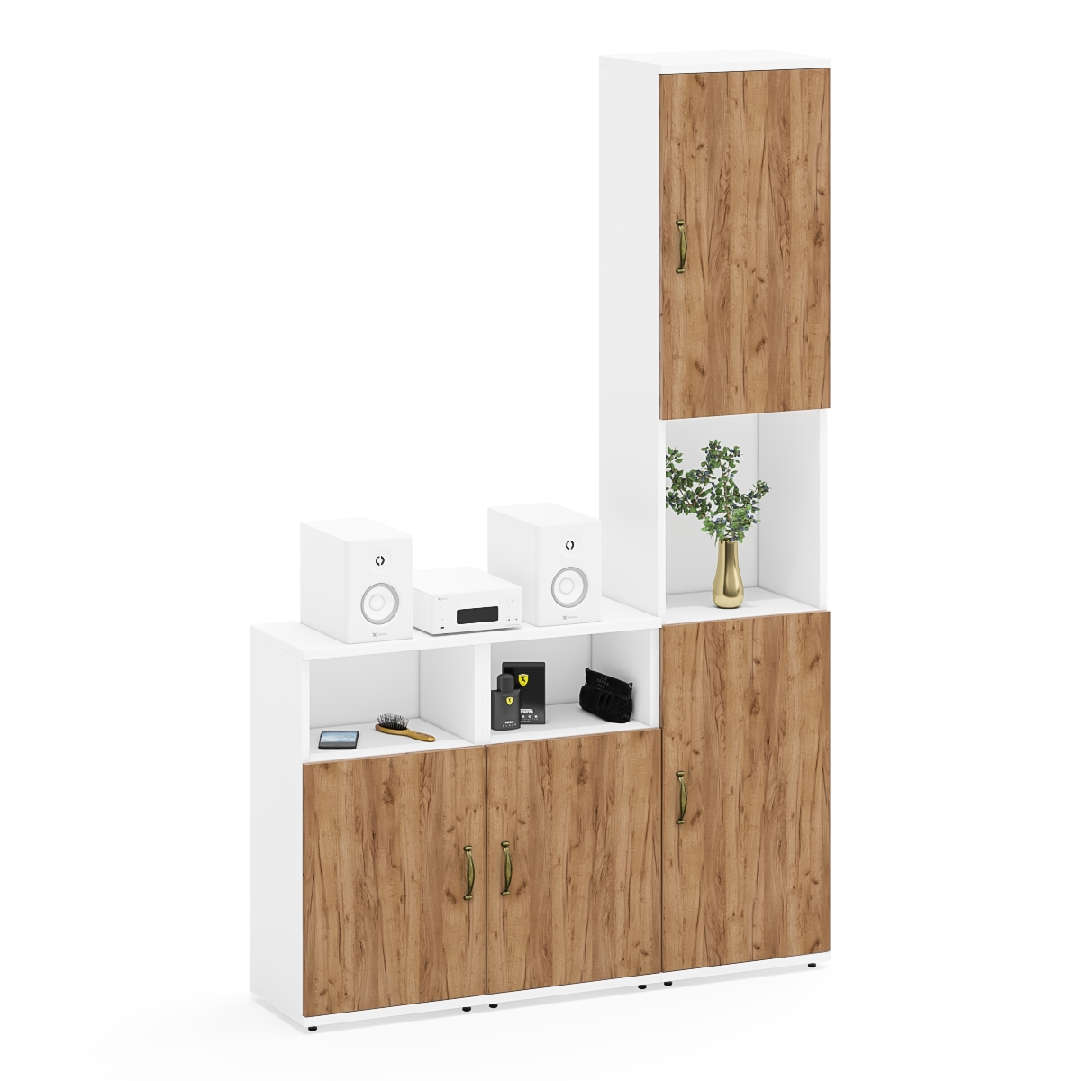 Изображение товара Мебельный набор пенал и 2 тумбы серия Лидер-8 из ЛДСП белый 120x190 см