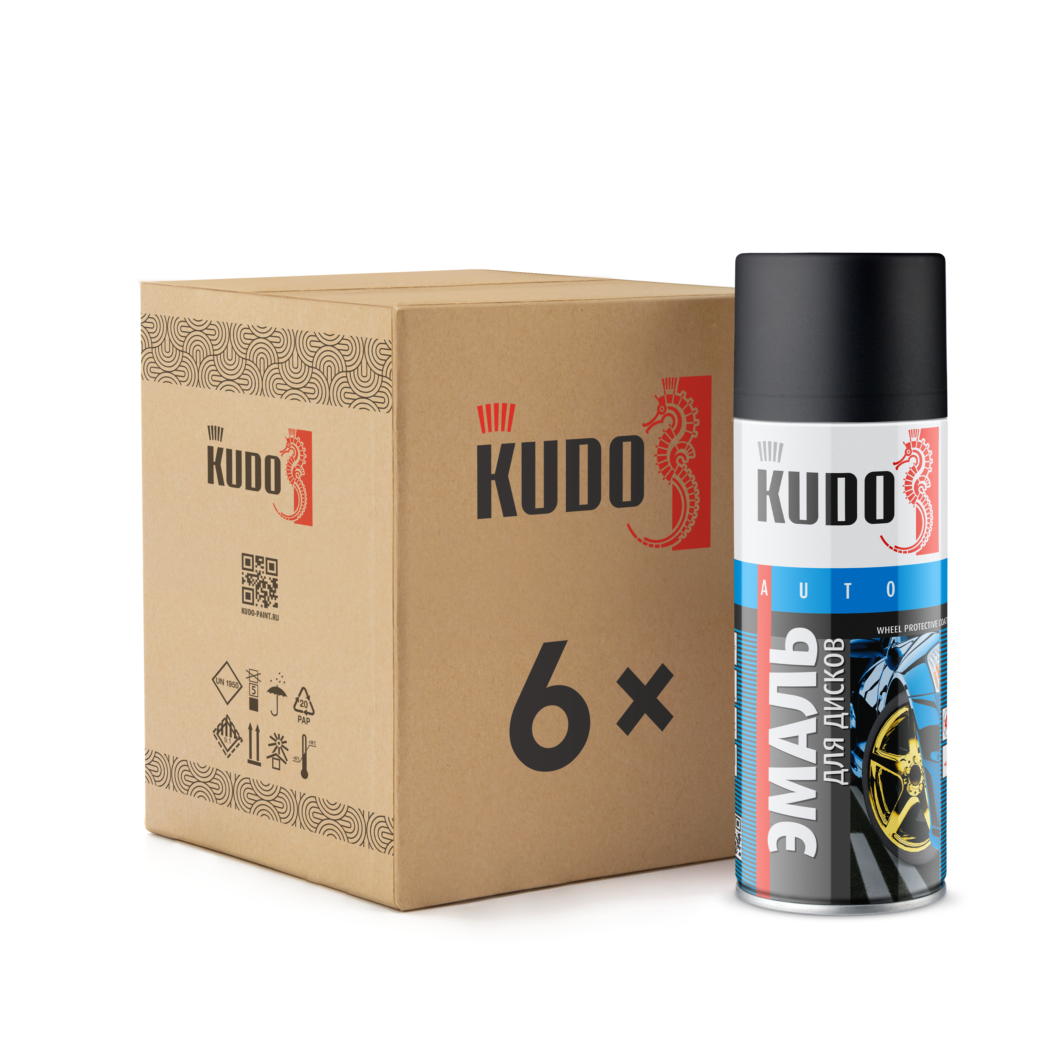 Изображение товара Эмаль аэрозольная для дисков Kudo черная 520 мл 6 шт