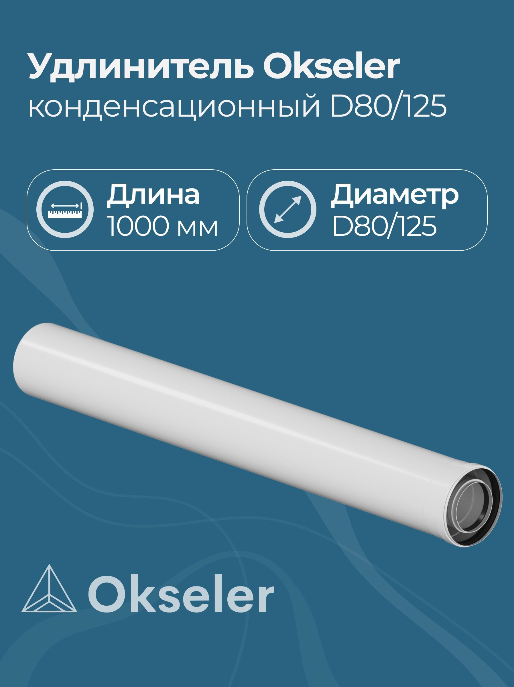 Изображение товара Комплект дымохода коаксильный Okseler D80 144x144 мм оцинкованная сталь