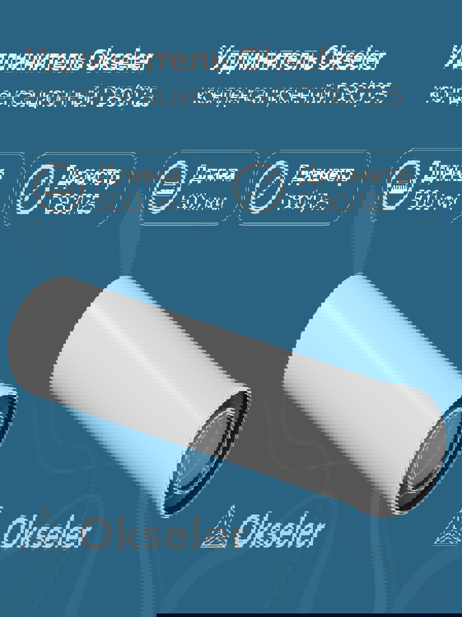 Изображение товара Комплект дымохода коаксильный Okseler D125 144x144 мм из оцинкованной стали