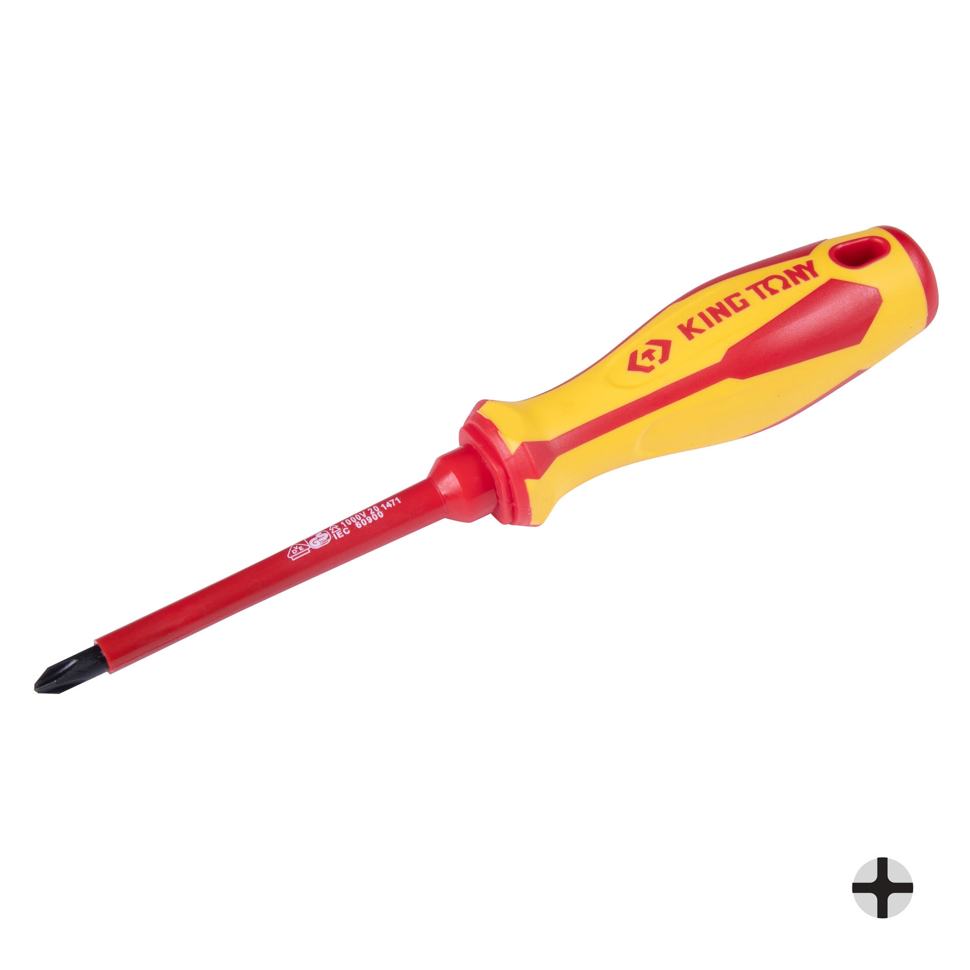 Изображение товара Диэлектрическая крестовая отвертка King Tony PH2 100 мм диэлектрическая безопасность