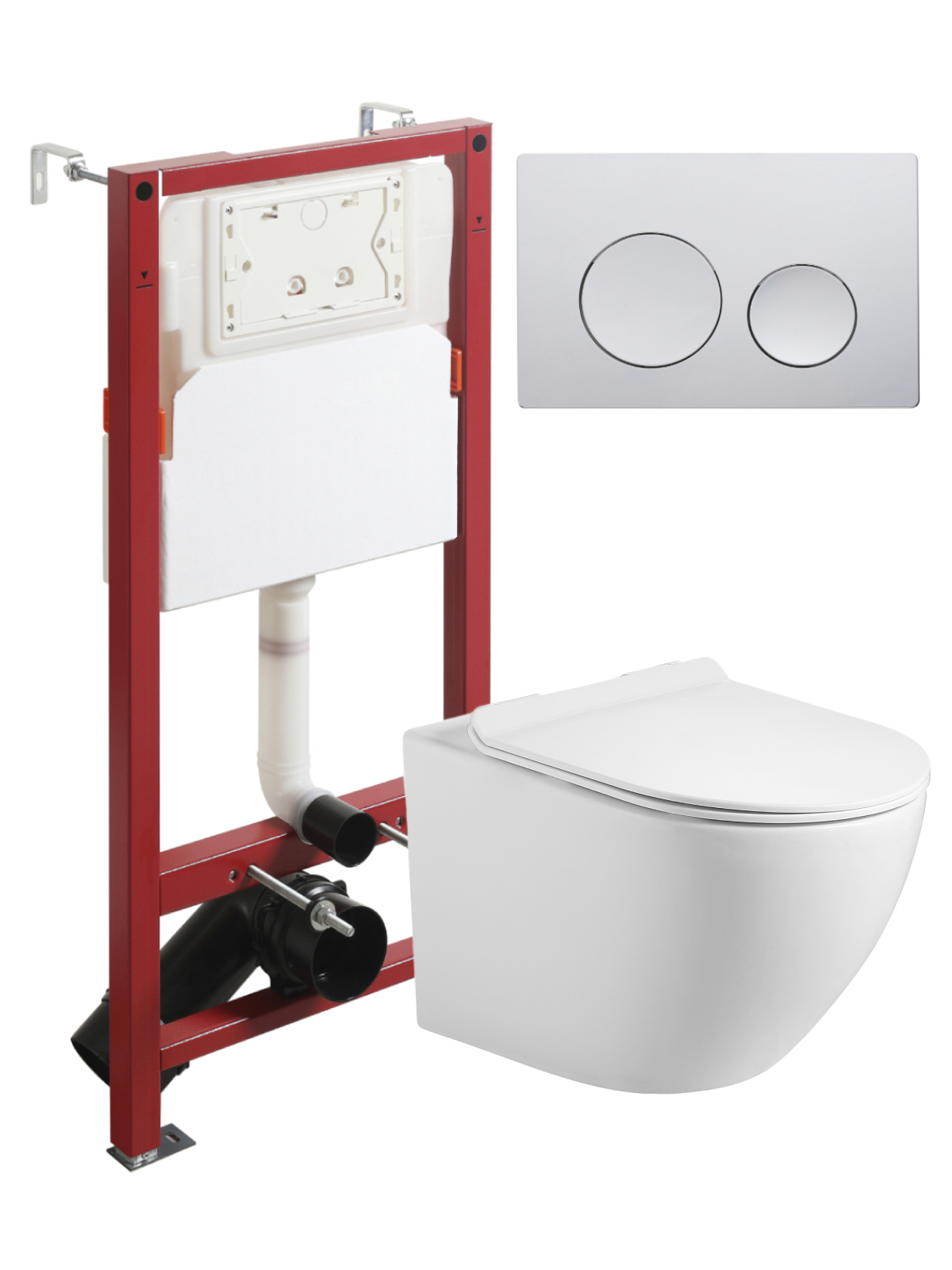 Изображение товара Комплект инсталляция с унитазом Agger ATI09150+APB100 цвет белый, кнопка хром