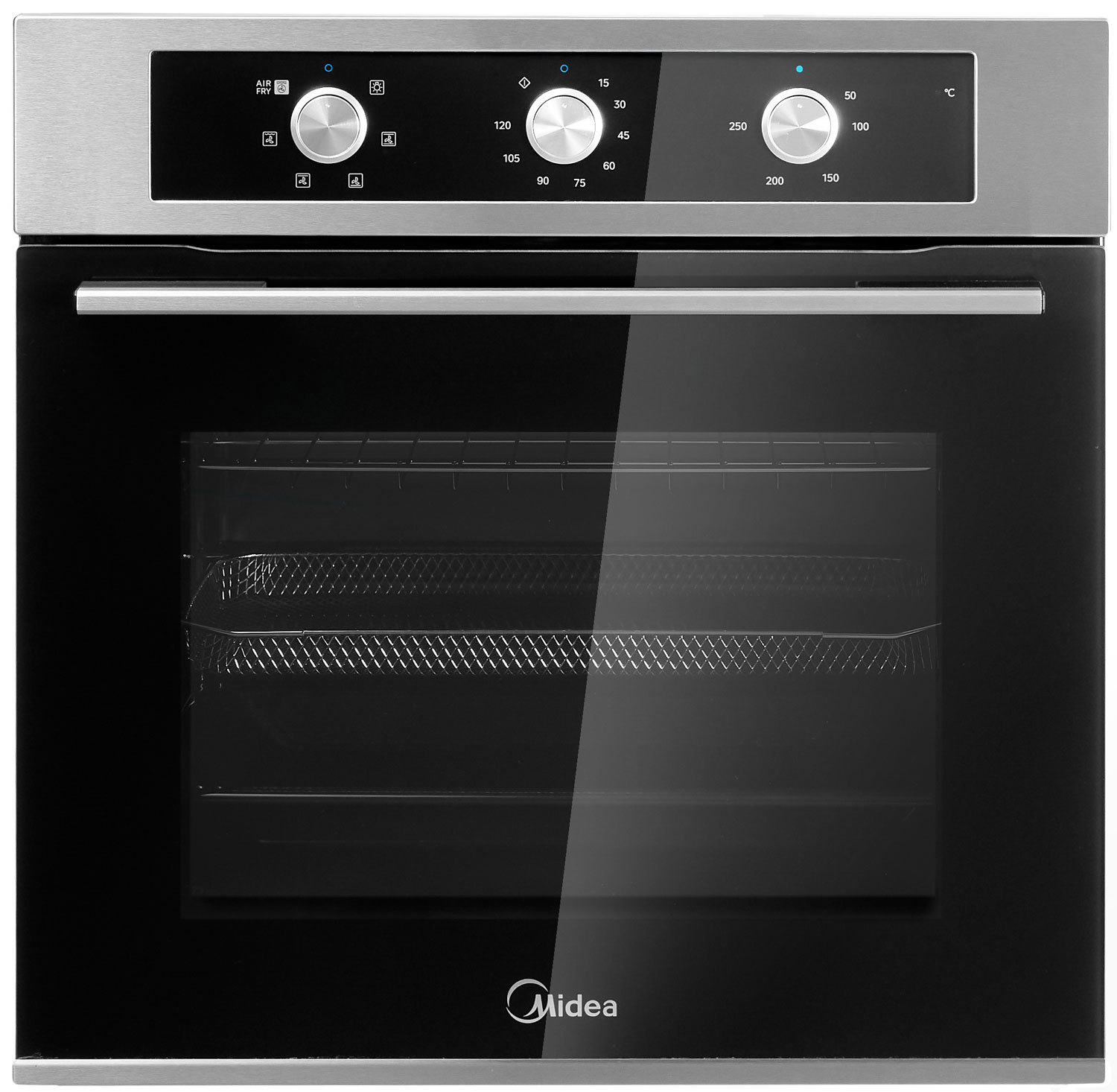 Изображение товара Встраиваемый духовой шкаф Midea MO37003X 59.5х59.5х42.1 см цвет нержавеющая сталь, черный.