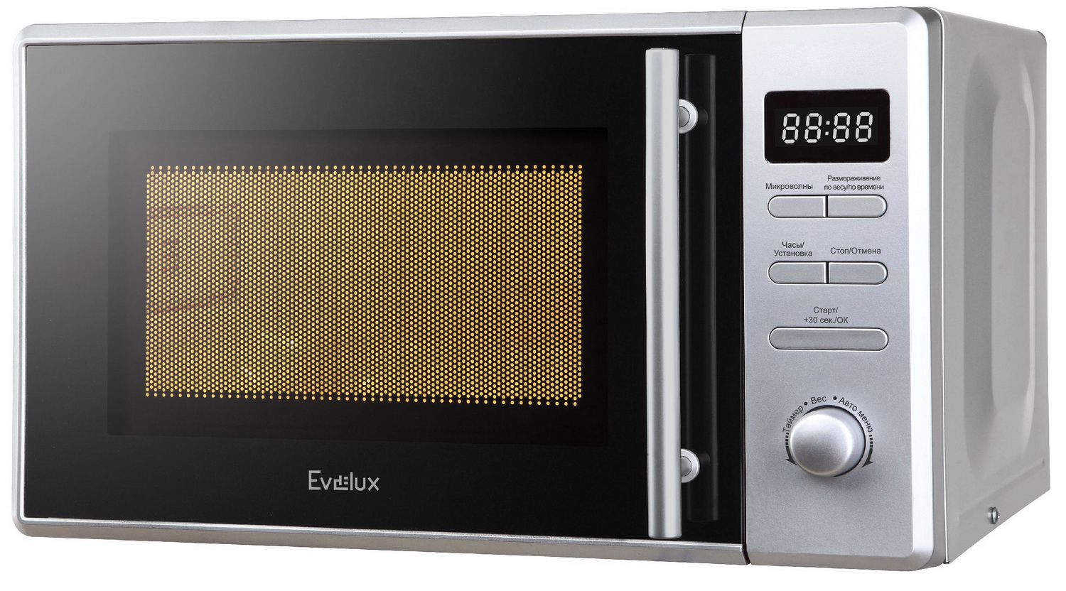 Изображение товара Отдельностоящая микроволновая печь Evelux MW 203 X 20 л 44x25.9x34 см цвет нержавеющая сталь