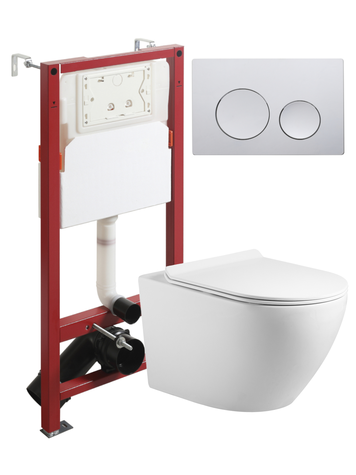 Изображение товара Комплект инсталляция с унитазом Agger ATI09150L+APB100 цвет белый, кнопка хром Изображение товара Комплект инсталляция с унитазом Agger ATI09150L+APB100 цвет белый, кнопка хром