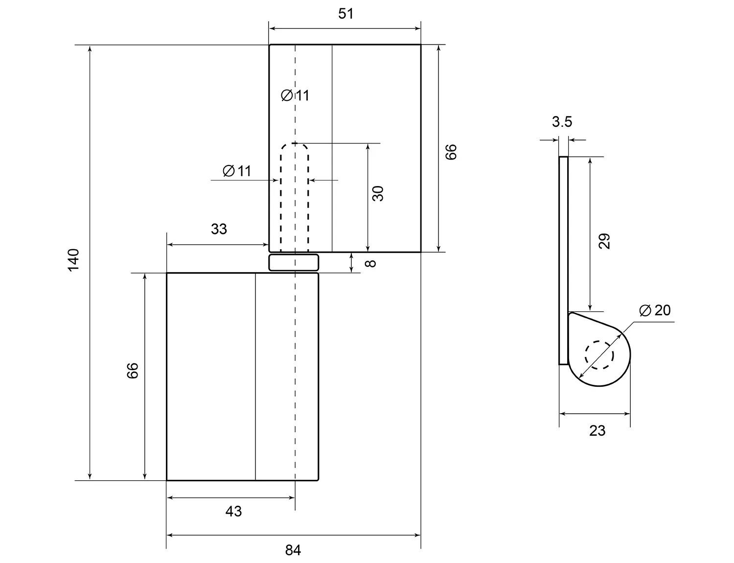 Наварная петля Palladium левая с подшипником 20x140x29 мм левая цвет серый - 2