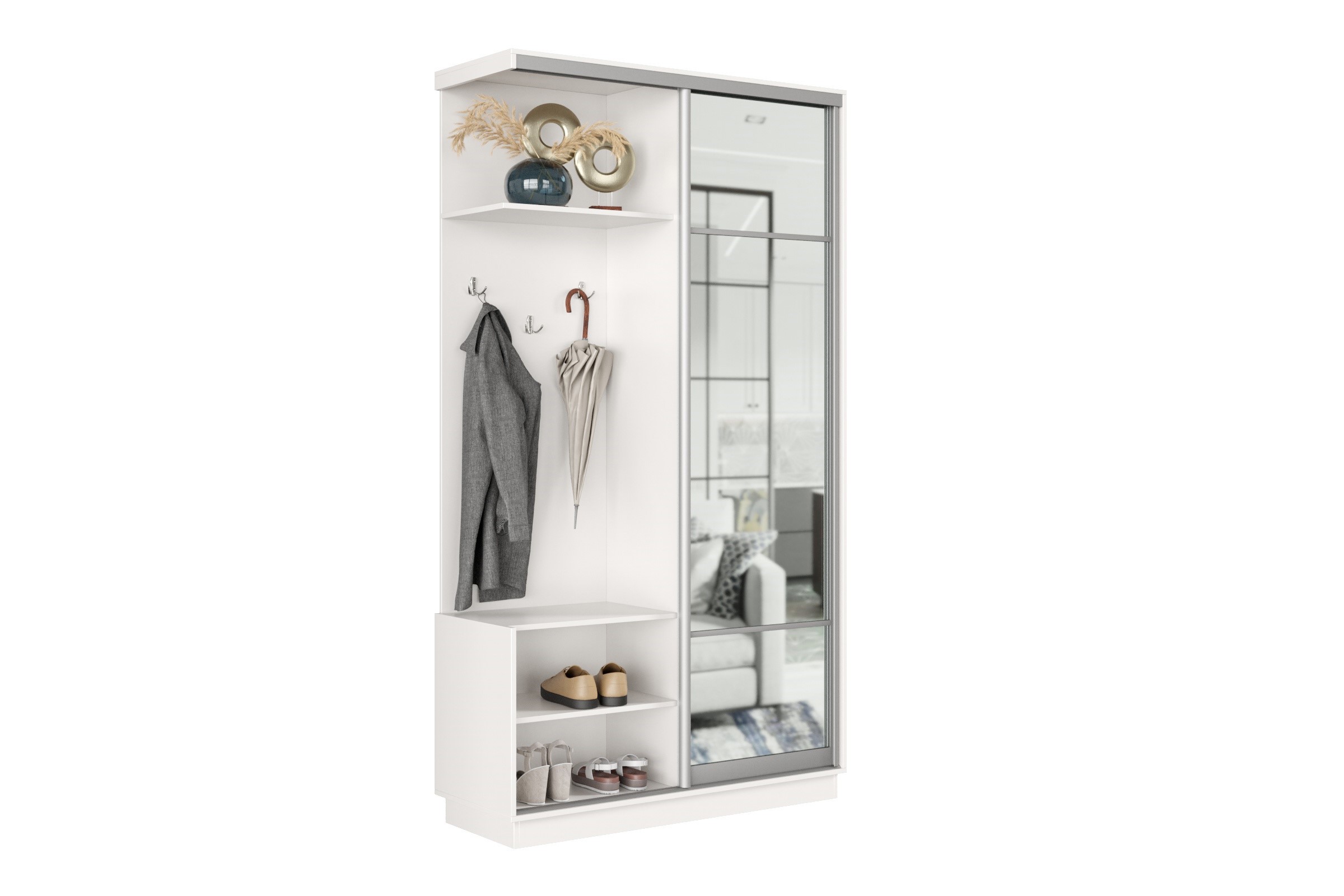 Изображение товара Шкаф-купе Хочу домой Лайт 01 220x120x45 см белый серебро с зеркалом