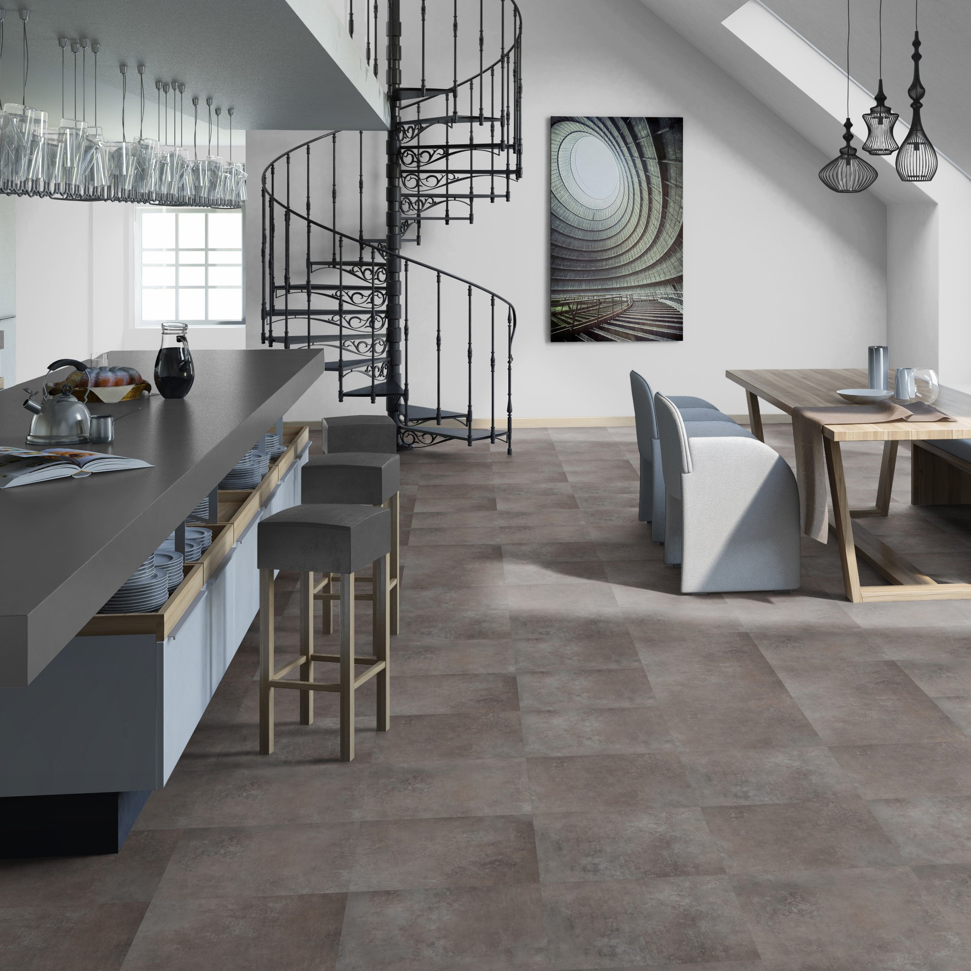 Изображение товара ПВХ плитка Tarkett Jazz Tillo 41 класс влагостойкая для теплых полов коричневая