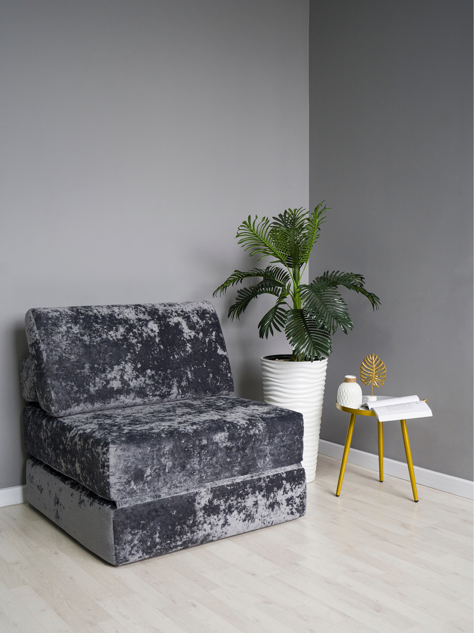 Изображение товара Кресло раскладное кровать Редмисон Хилтон серый ткань 90x70x95 см