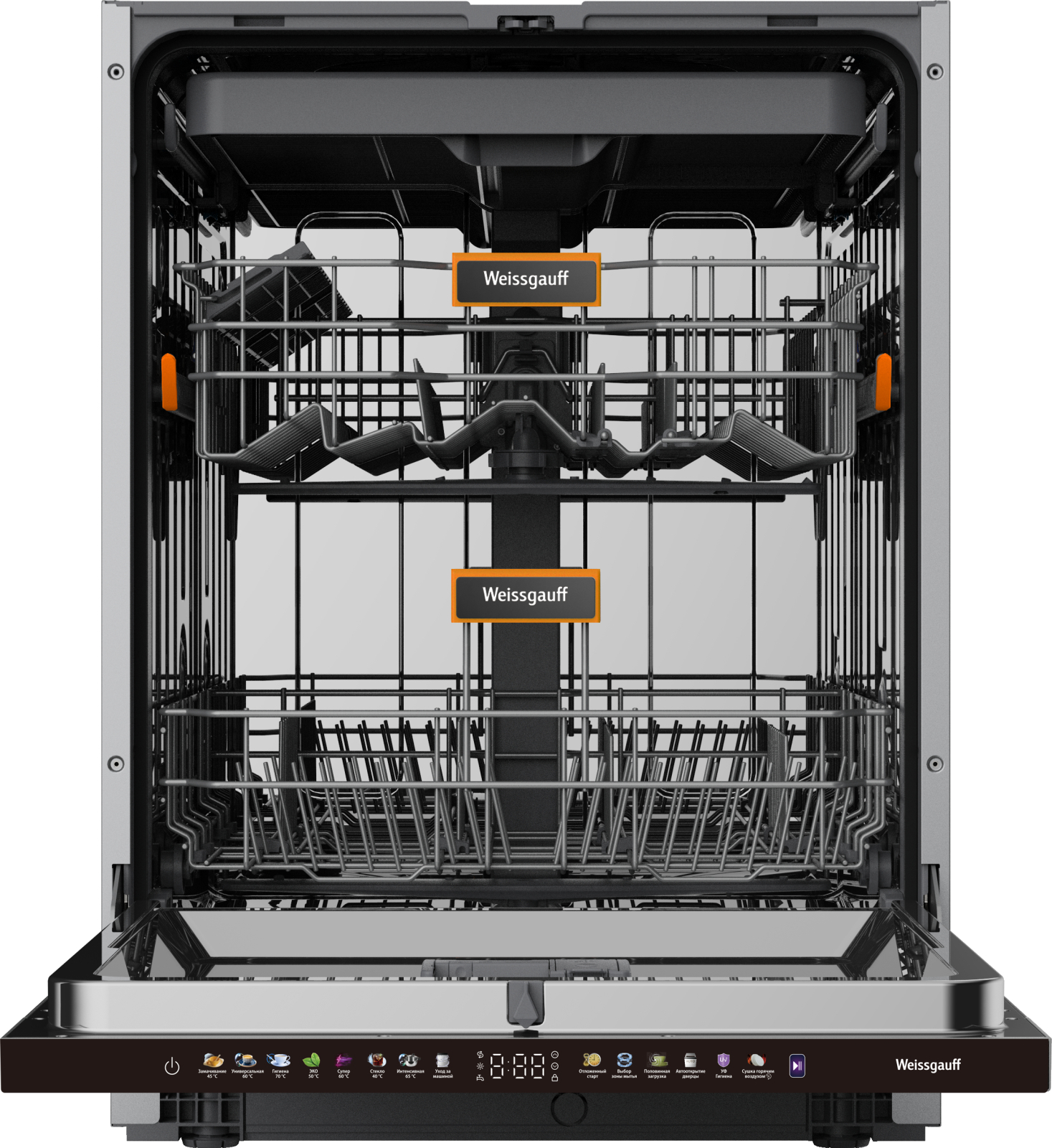 Изображение товара Встраиваемая посудомоечная машина Weissgauff BDW 6138 Touch Inverter Autoopen Timer Floor 60 см 8 программ цвет серебристый