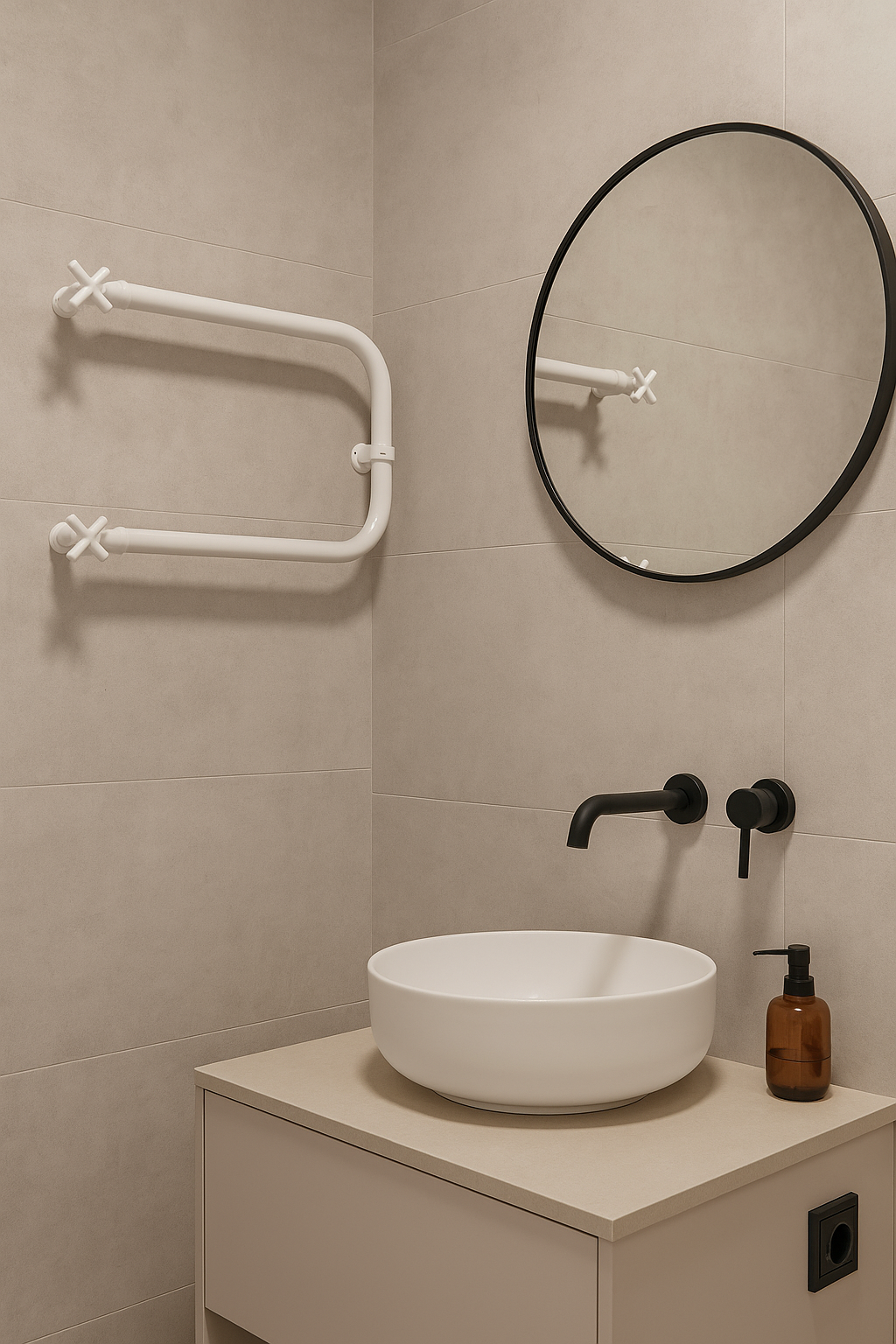 Изображение товара Полотенцесушитель водяной u-образный Волпро 63x50 см боковая универсальная подводка оцинкованная сталь цвет белый