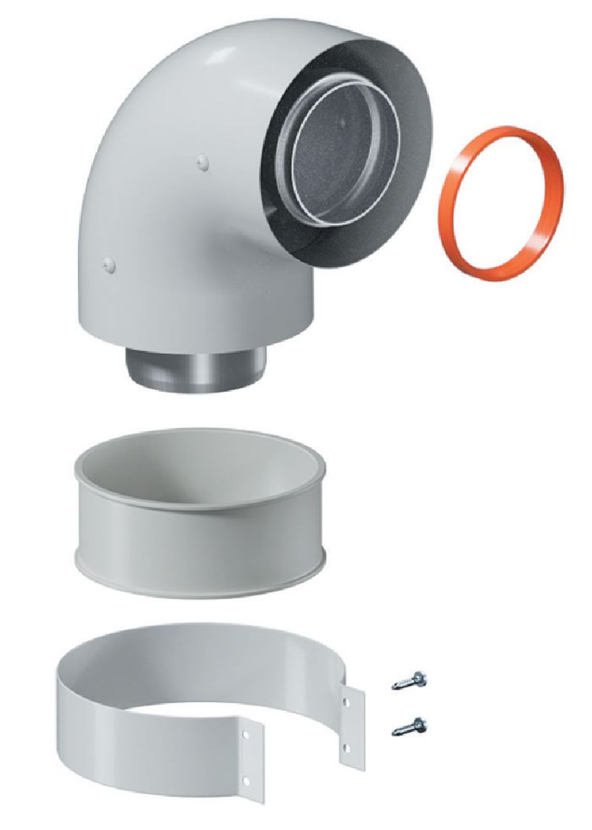 Изображение товара Коаксиальная дымоходная труба Okseler 60/100 мм, угол 90°, оцинкованная сталь