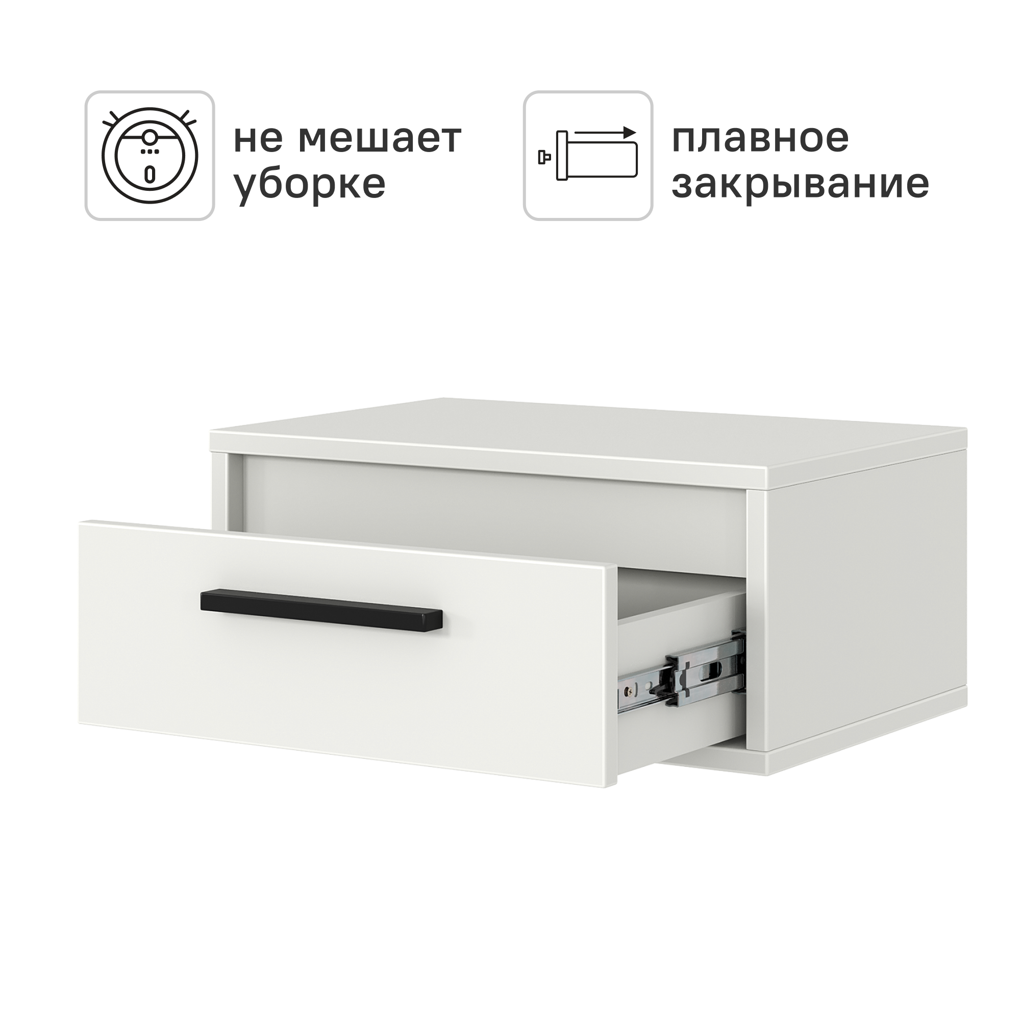 Тумба прикроватная подвесная Лион 45х20х30 см ЛДСП цвет белый - 2