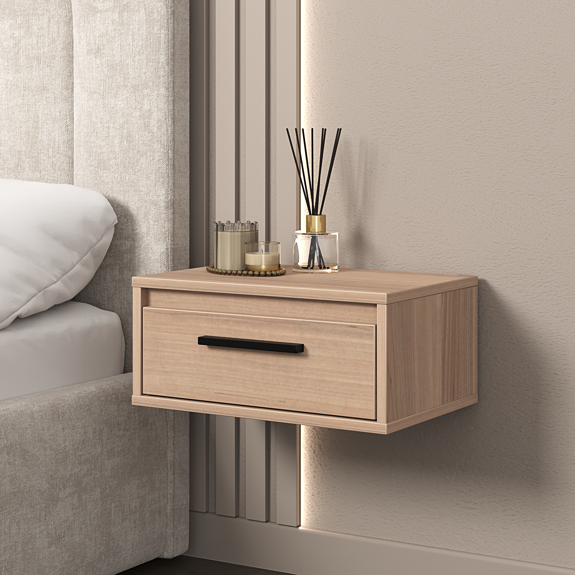 Изображение товара Тумба прикроватная подвесная Лион 45х20х30 см ЛДСП цвет дуб комано