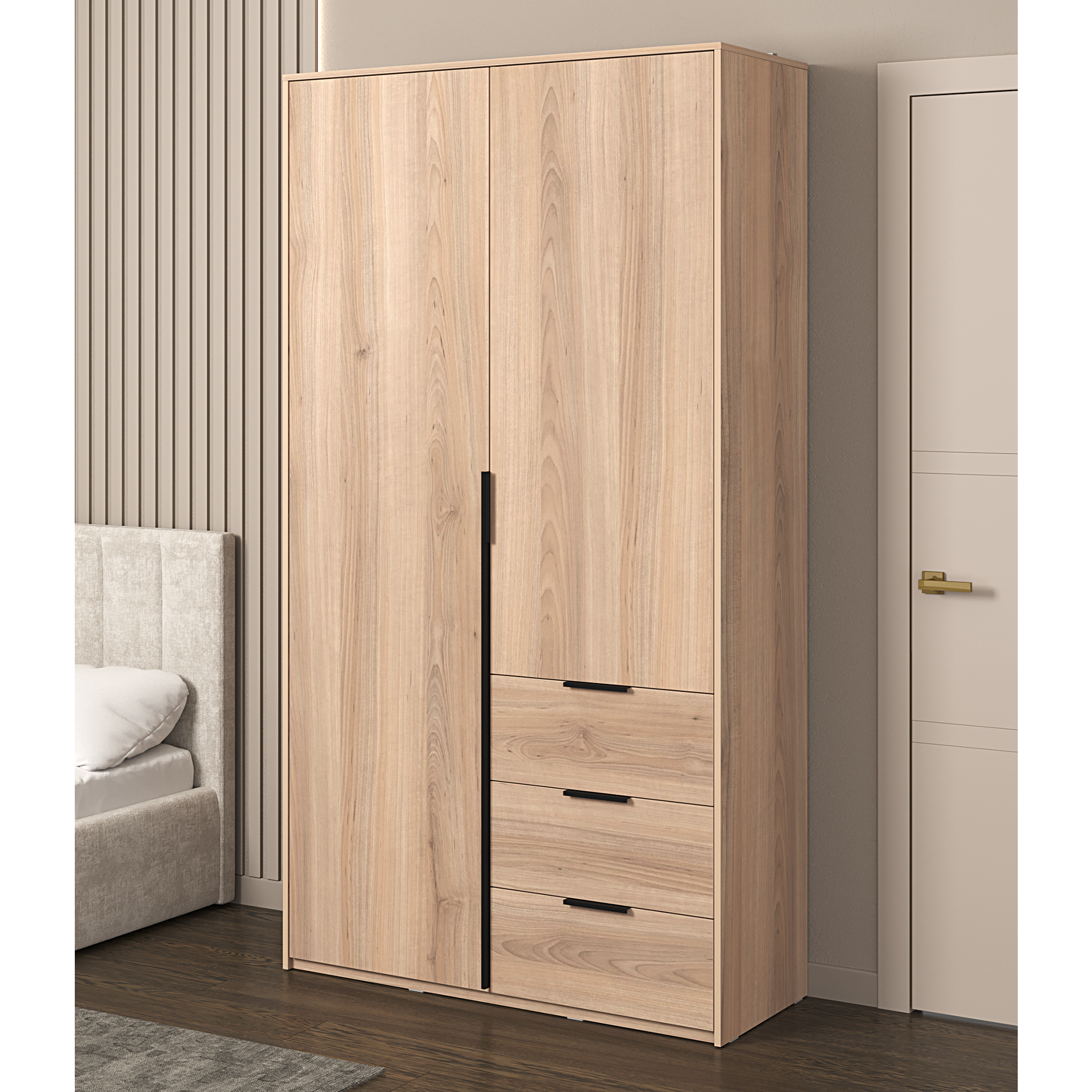 Изображение товара Шкаф распашной Бергамо 2 дверцы 120x220 см дуб комано современный стиль