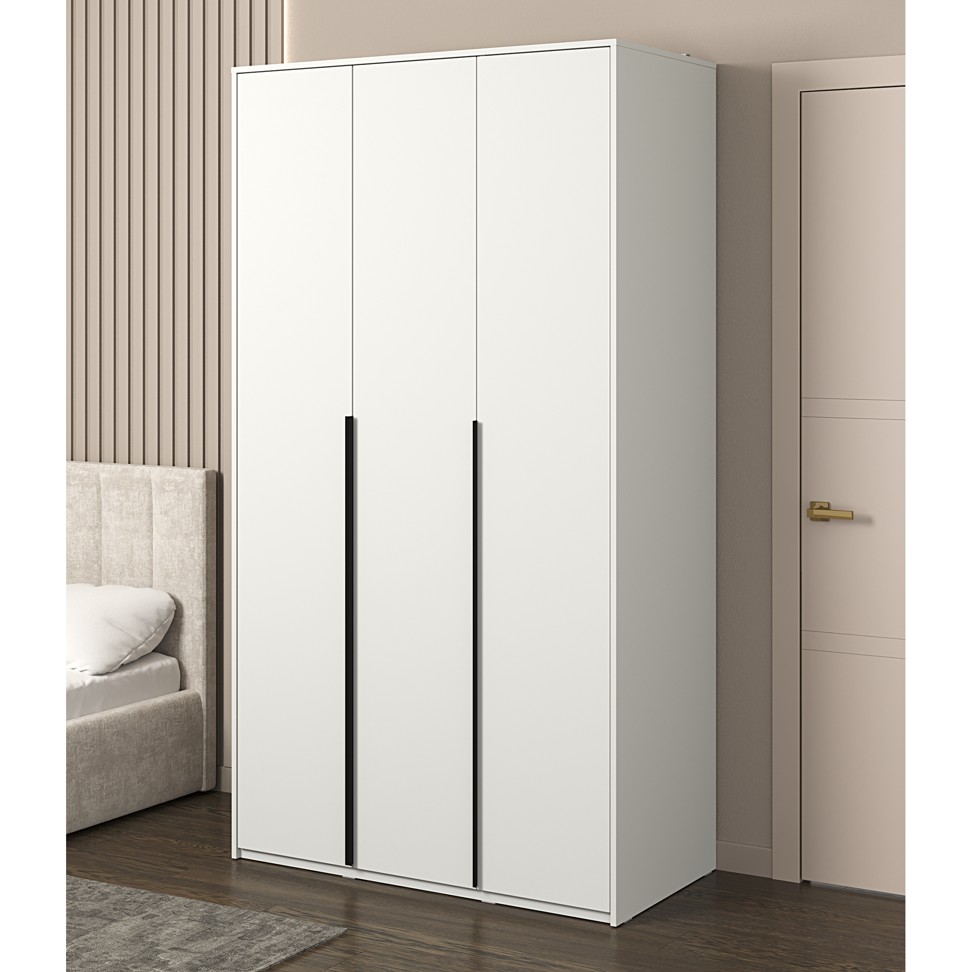 Изображение товара Шкаф распашной Бергамо 3 двери 120x220x60 см ЛДСП белый современный дизайн