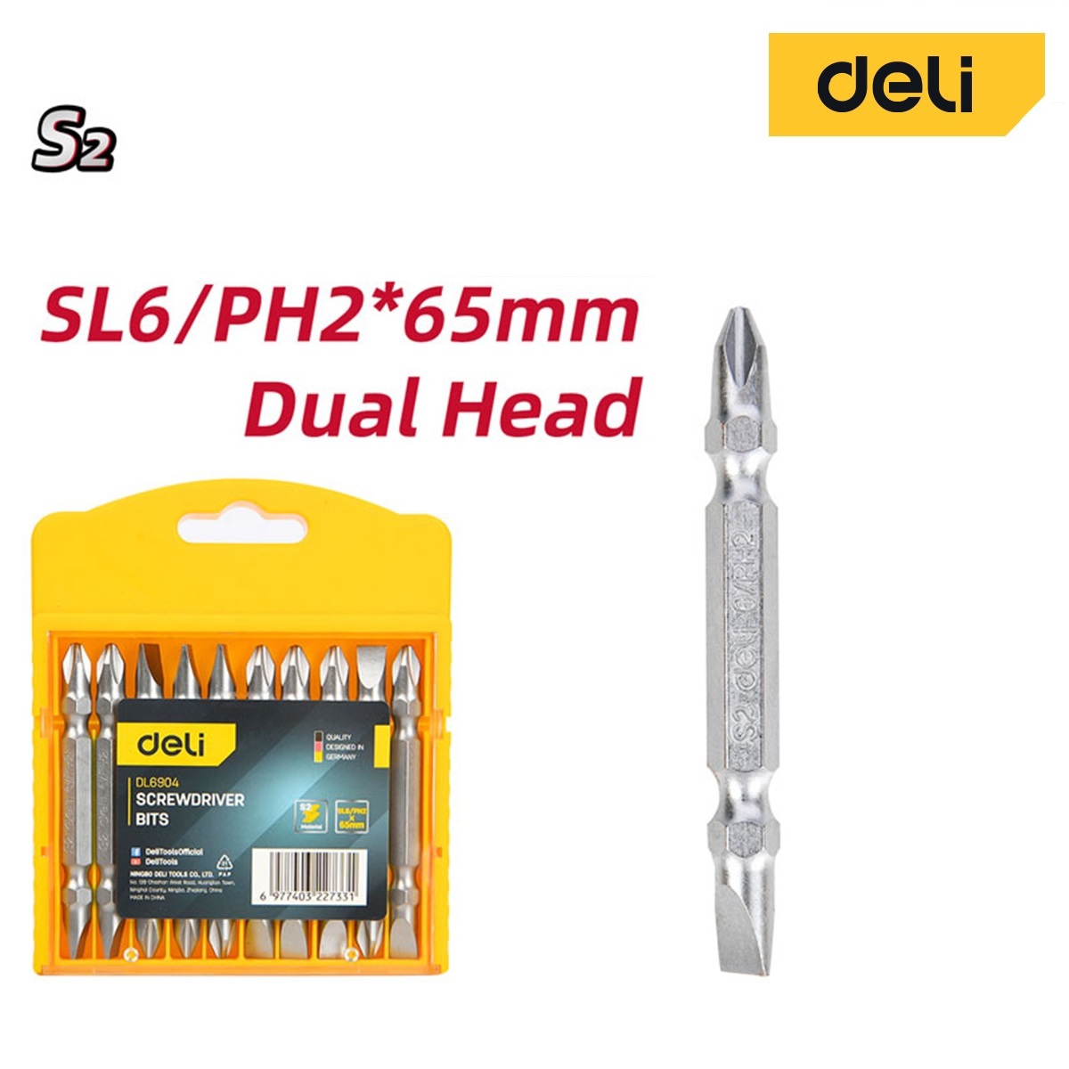 Изображение товара Двухсторонний набор бит Deli DL6904, 10 шт, профессиональный комплект