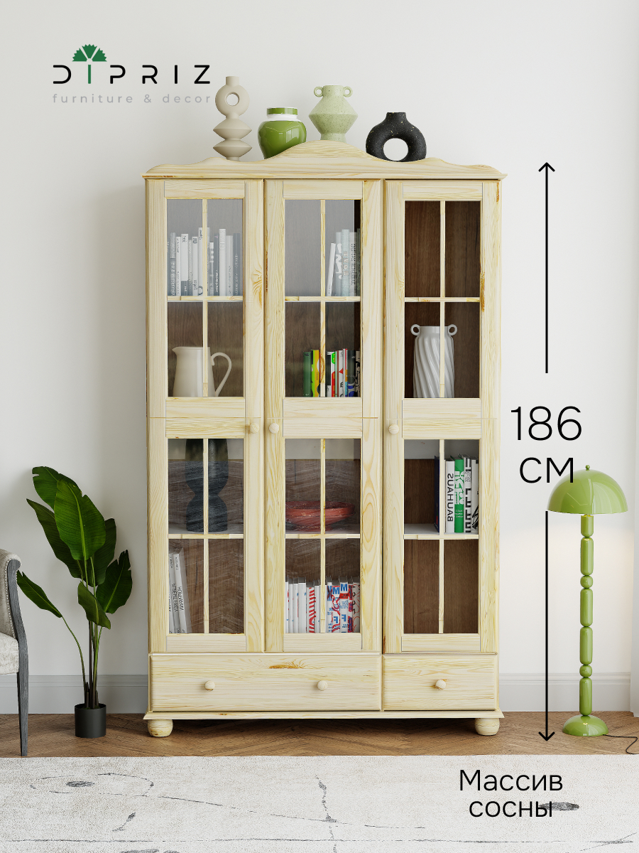 Изображение товара Шкаф-витрина Бритта из массива сосны 113.4x186.3 см DIPRIZ